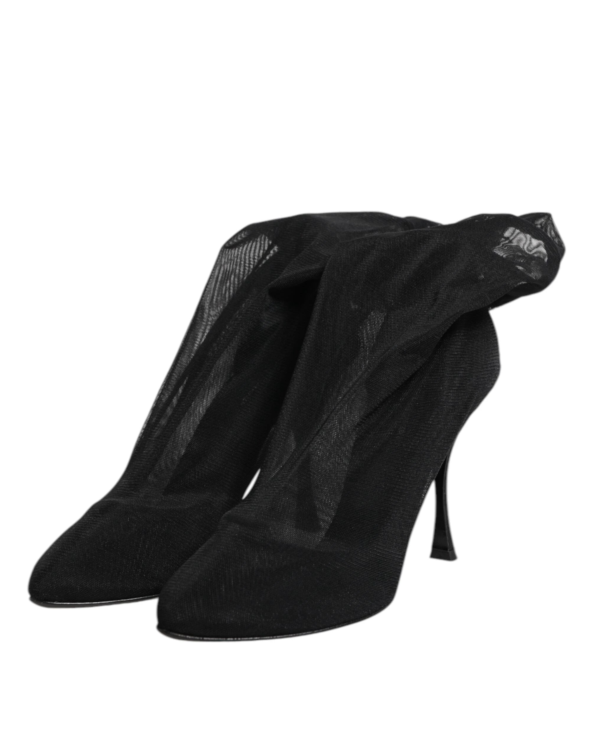 Dolce & Gabbana Black Silk Stretch Mesh Sock Boots Shoes by Dolce & Gabbana