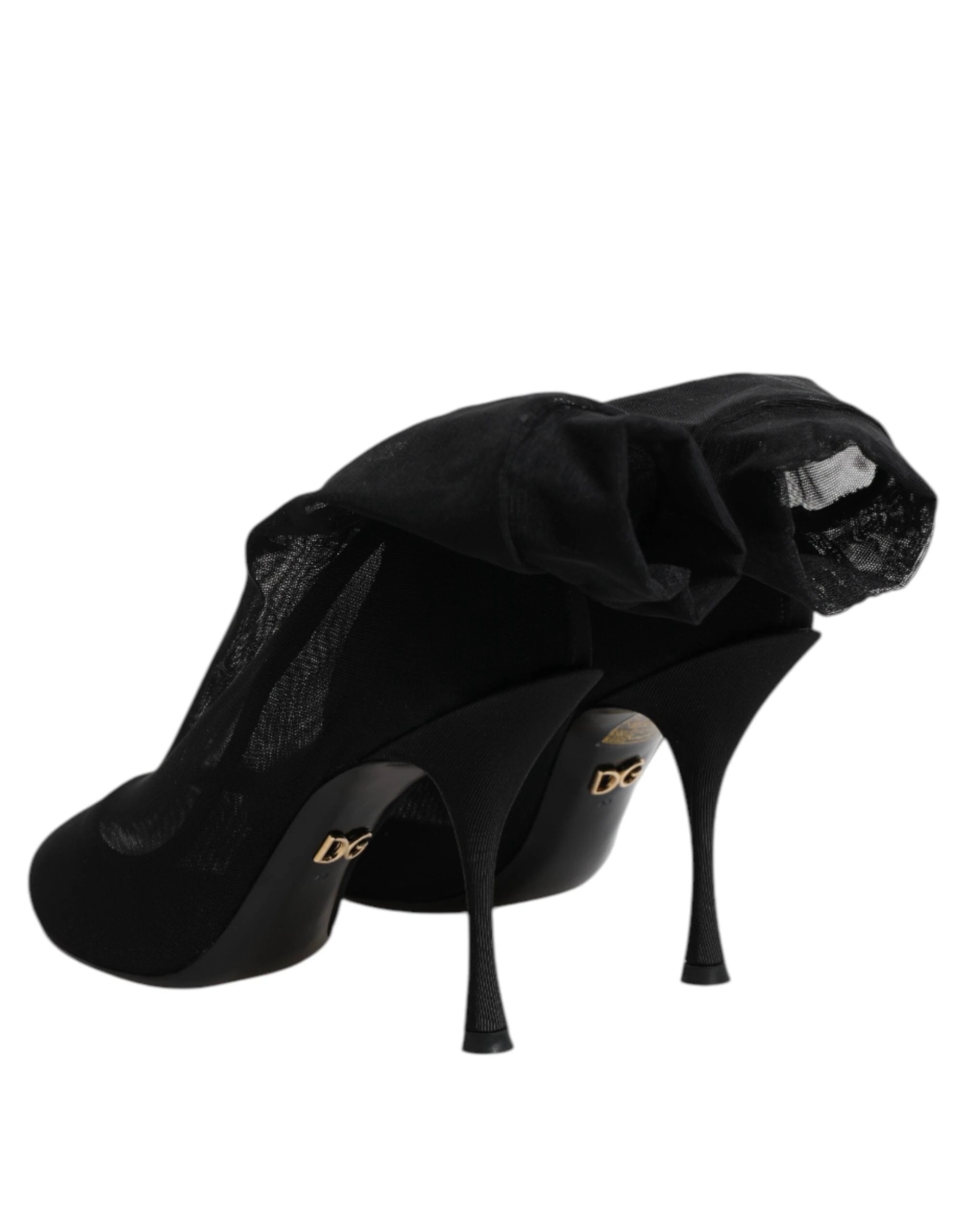 Dolce & Gabbana Black Silk Stretch Mesh Sock Boots Shoes by Dolce & Gabbana