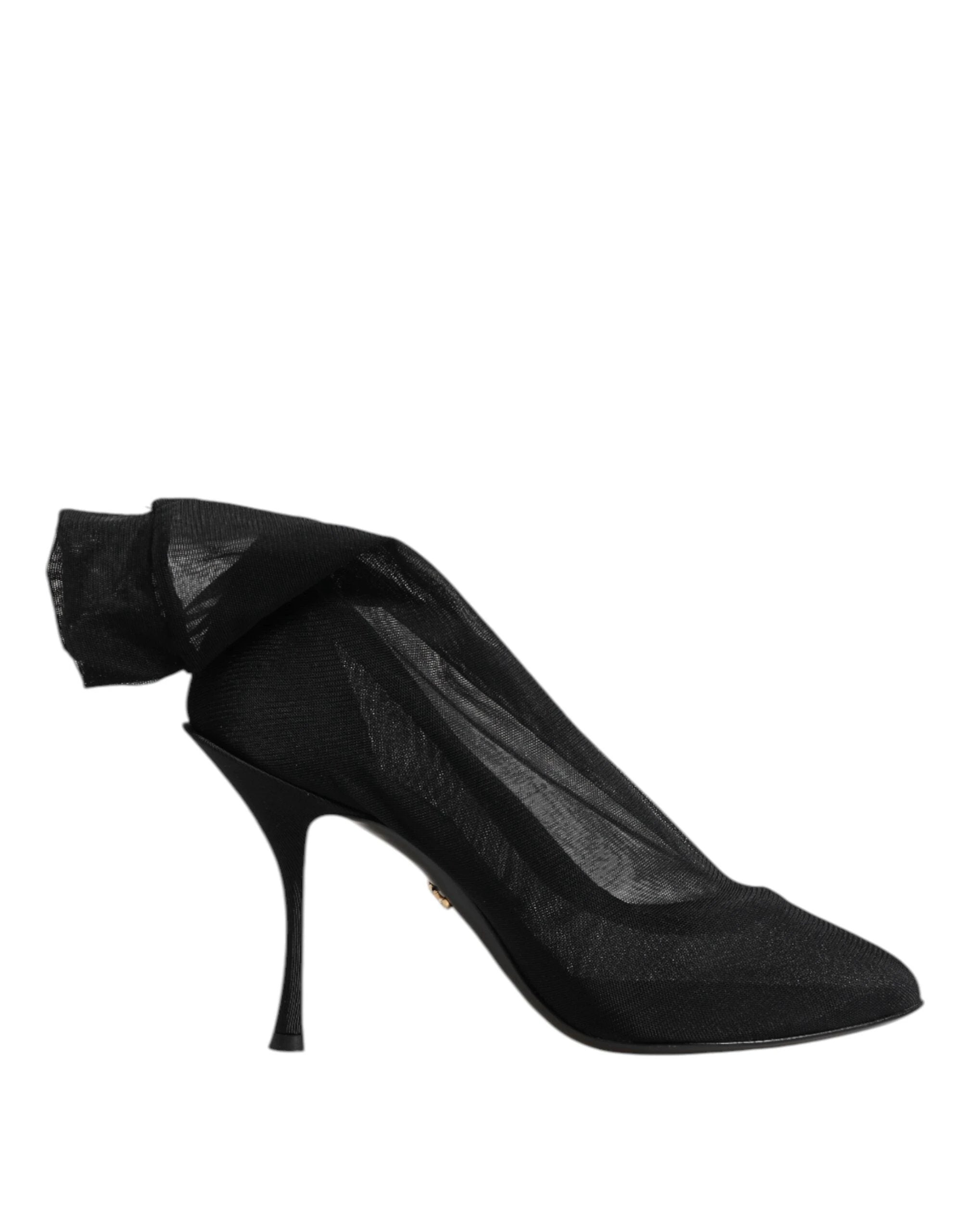 Dolce & Gabbana Black Silk Stretch Mesh Sock Boots Shoes by Dolce & Gabbana