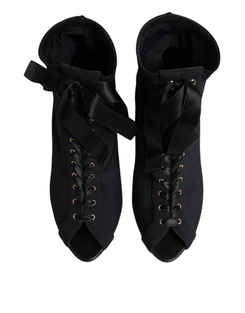 Dolce & Gabbana Black Stiletto Heels Lace Up Boots Shoes by Dolce & Gabbana
