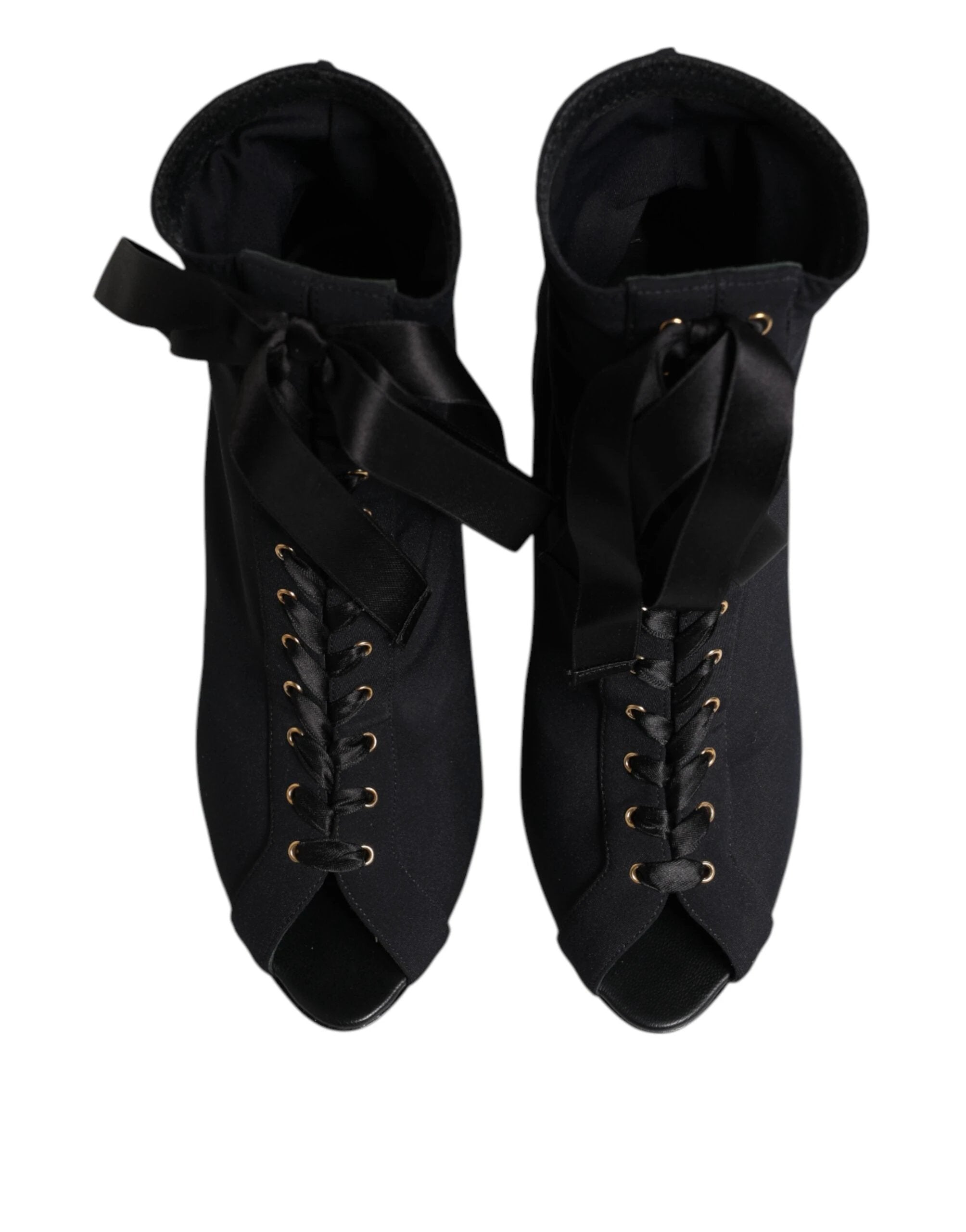 Dolce & Gabbana Black Stiletto Heels Lace Up Boots Shoes by Dolce & Gabbana