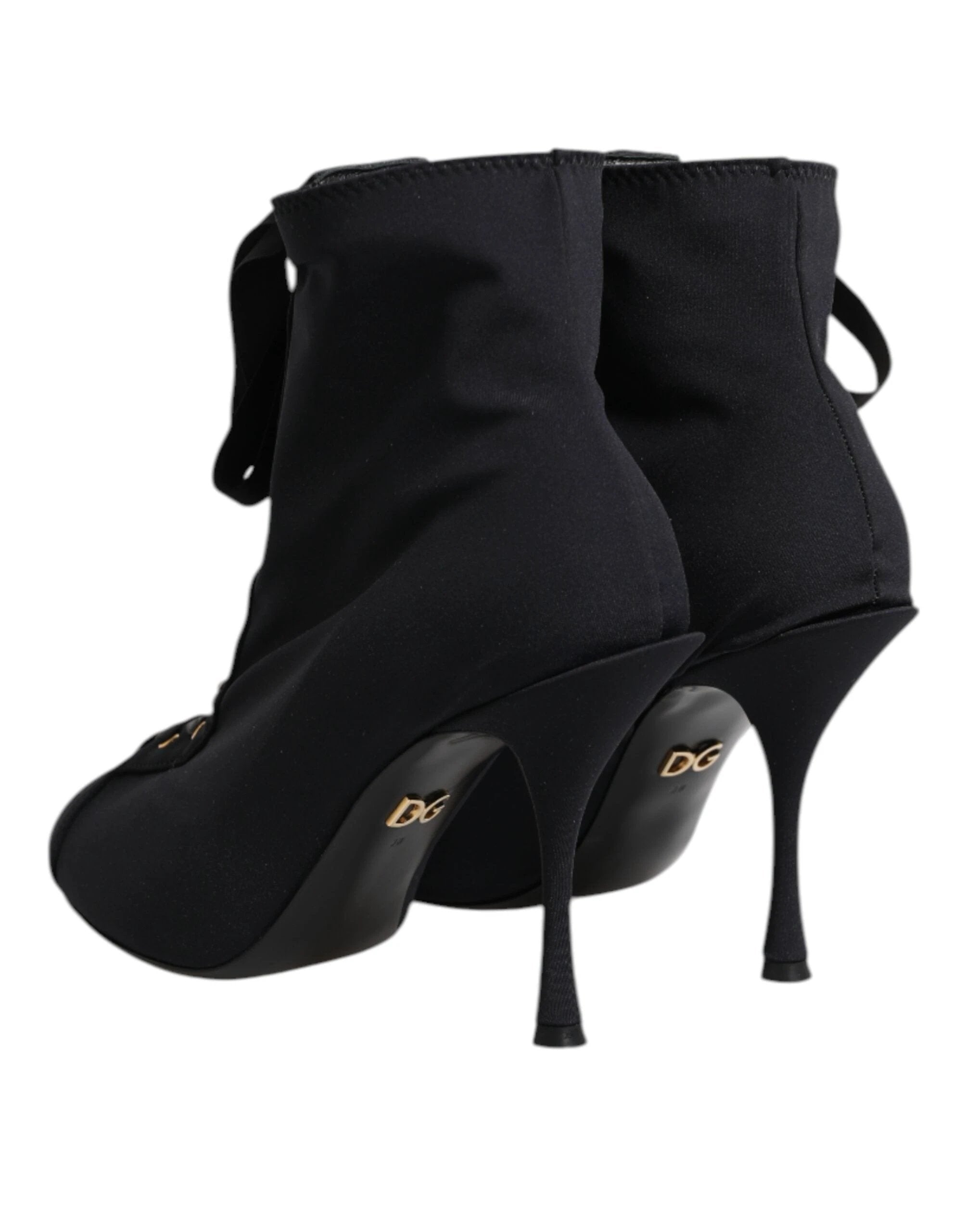 Dolce & Gabbana Black Stiletto Heels Lace Up Boots Shoes by Dolce & Gabbana