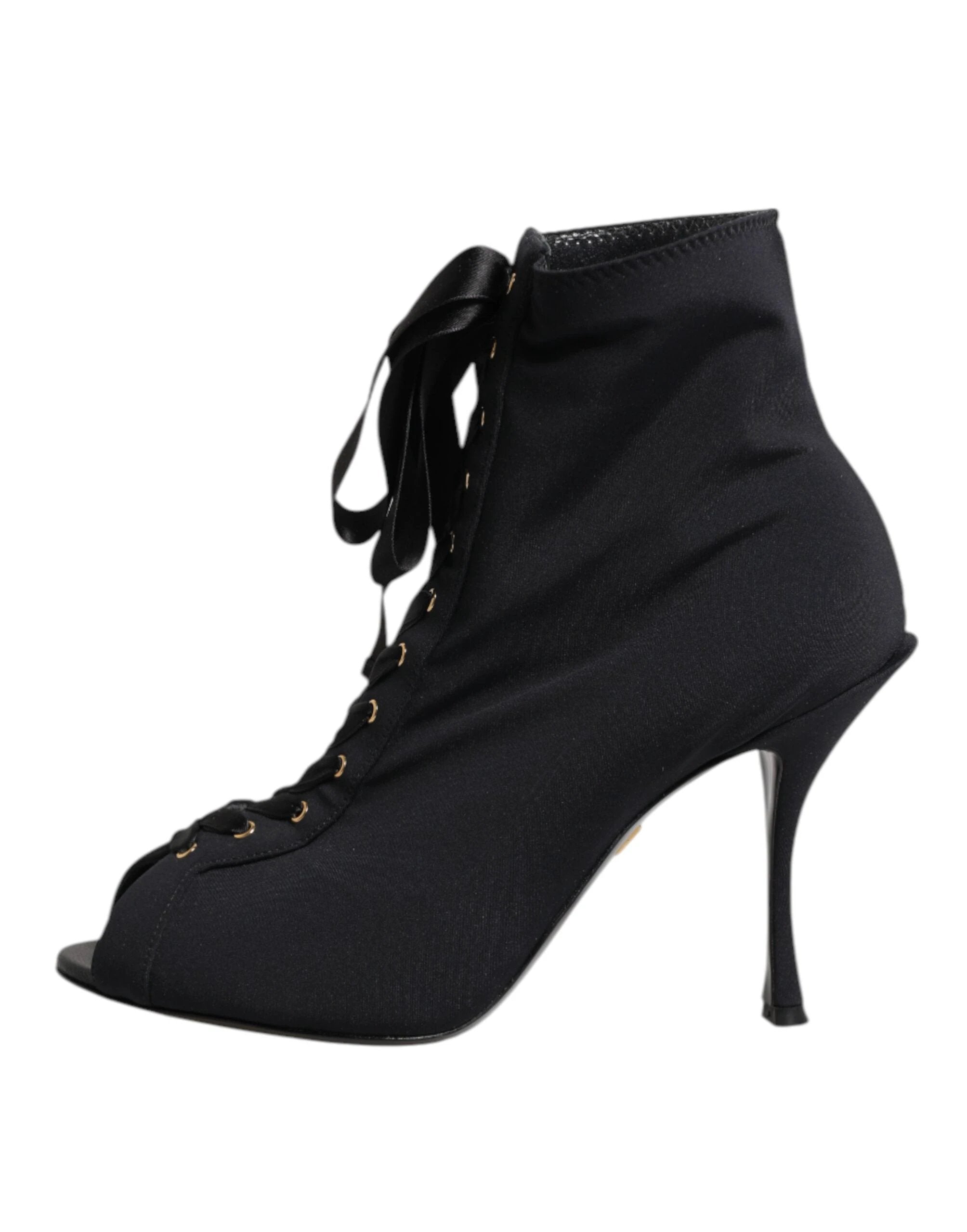Dolce & Gabbana Black Stiletto Heels Lace Up Boots Shoes by Dolce & Gabbana