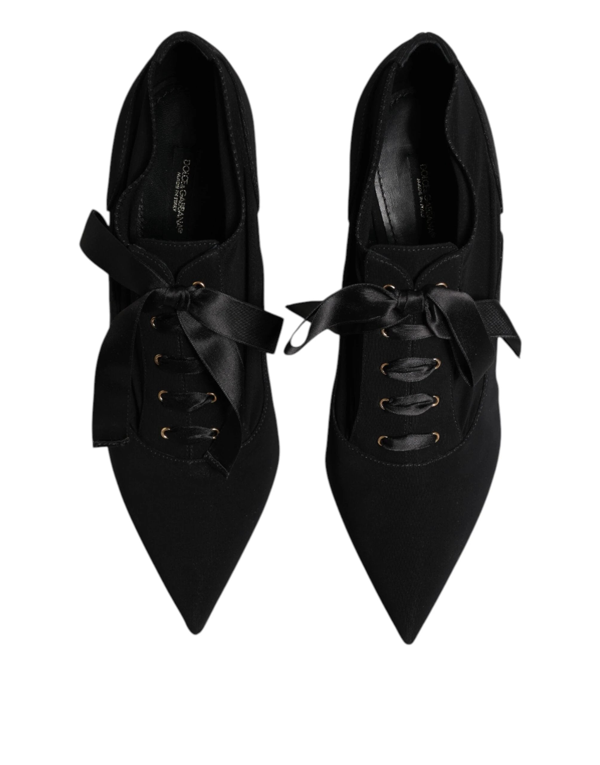 Dolce & Gabbana Black Lace Up Stiletto Heels Pumps Shoes by Dolce & Gabbana