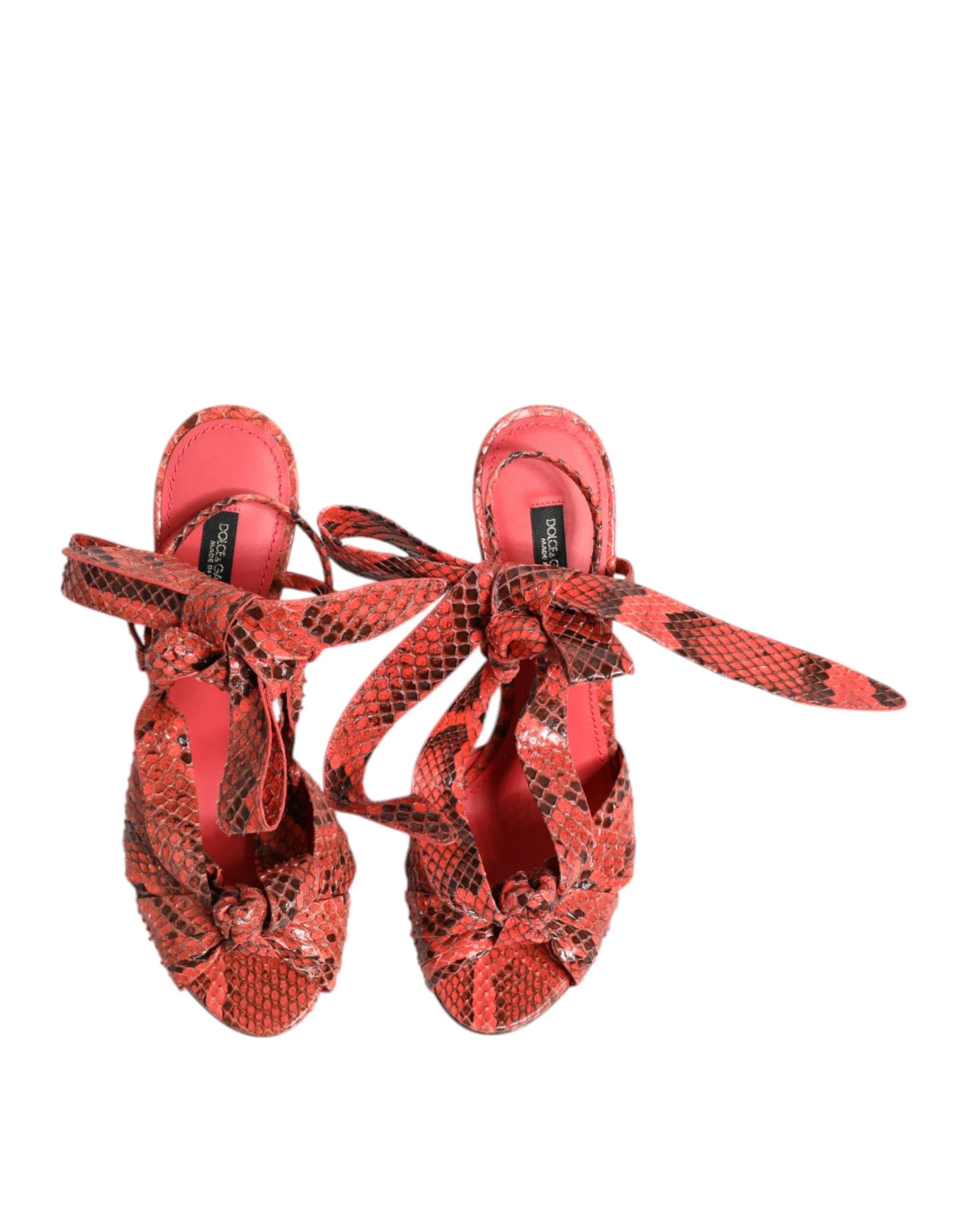 Dolce & Gabbana Coral Python Leather Heels Sandals Shoes by Dolce & Gabbana