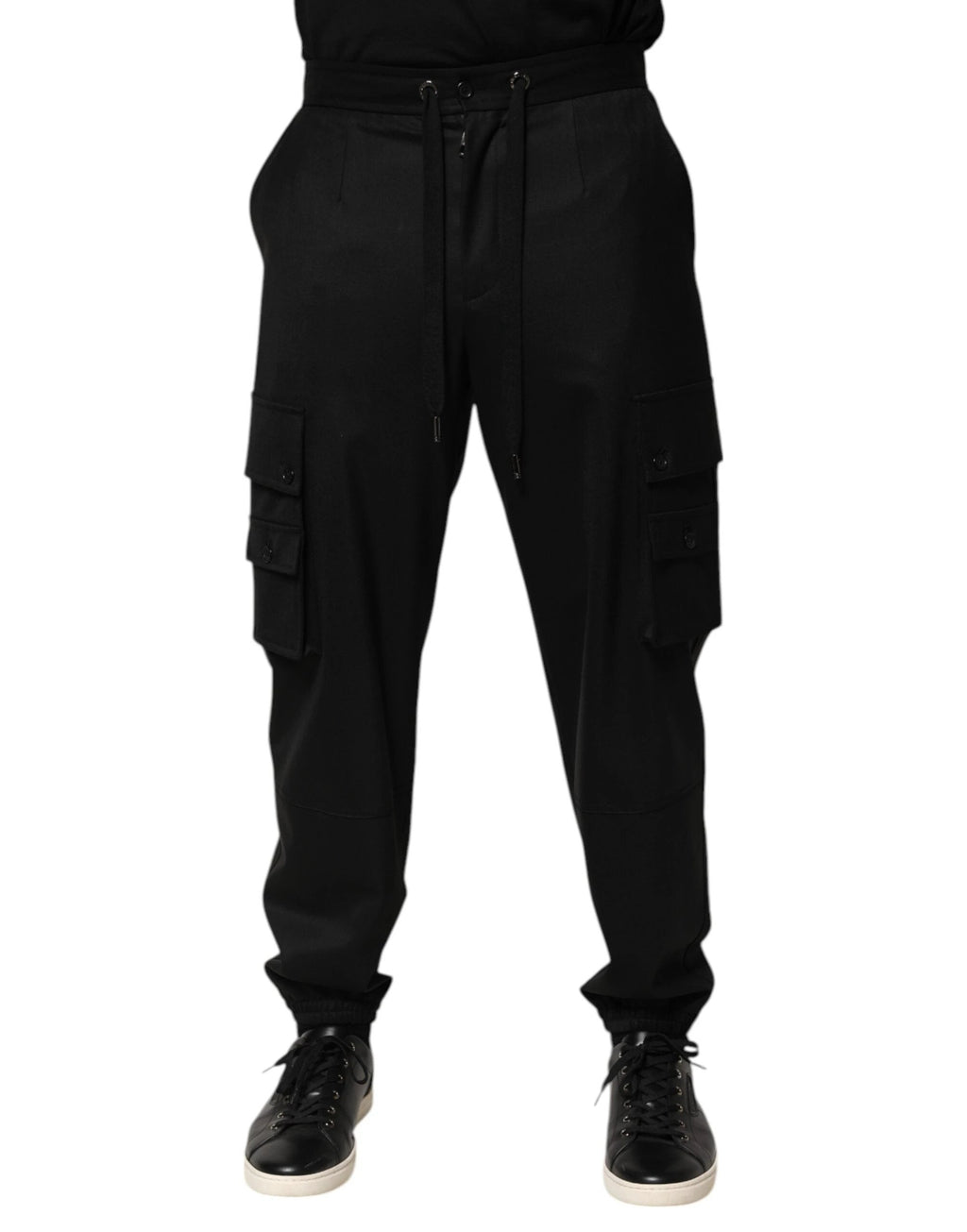 Dolce & Gabbana Solid Black Cargo Jogger Men Sweatpants Pants by Dolce & Gabbana