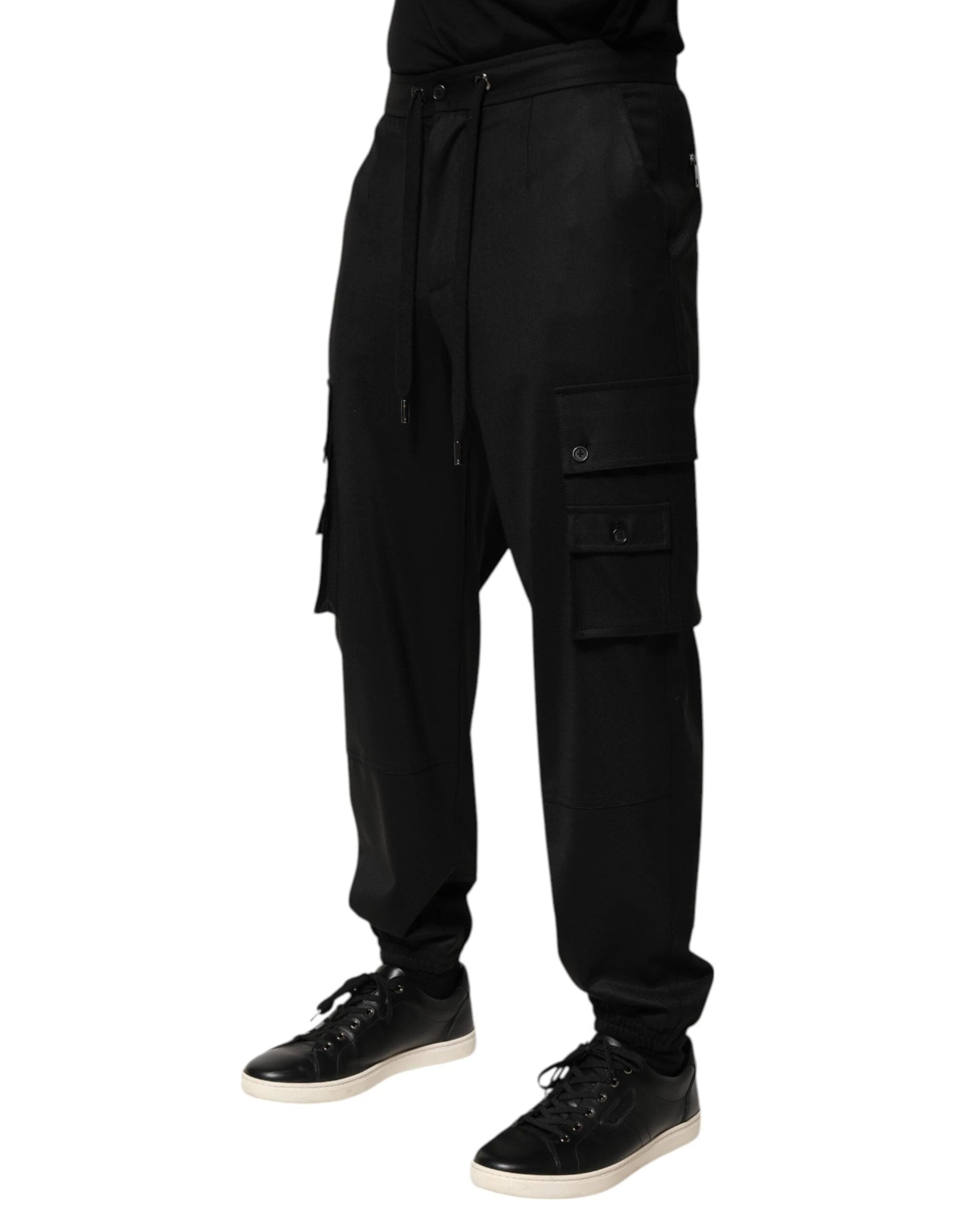 Dolce & Gabbana Solid Black Cargo Jogger Men Sweatpants Pants by Dolce & Gabbana