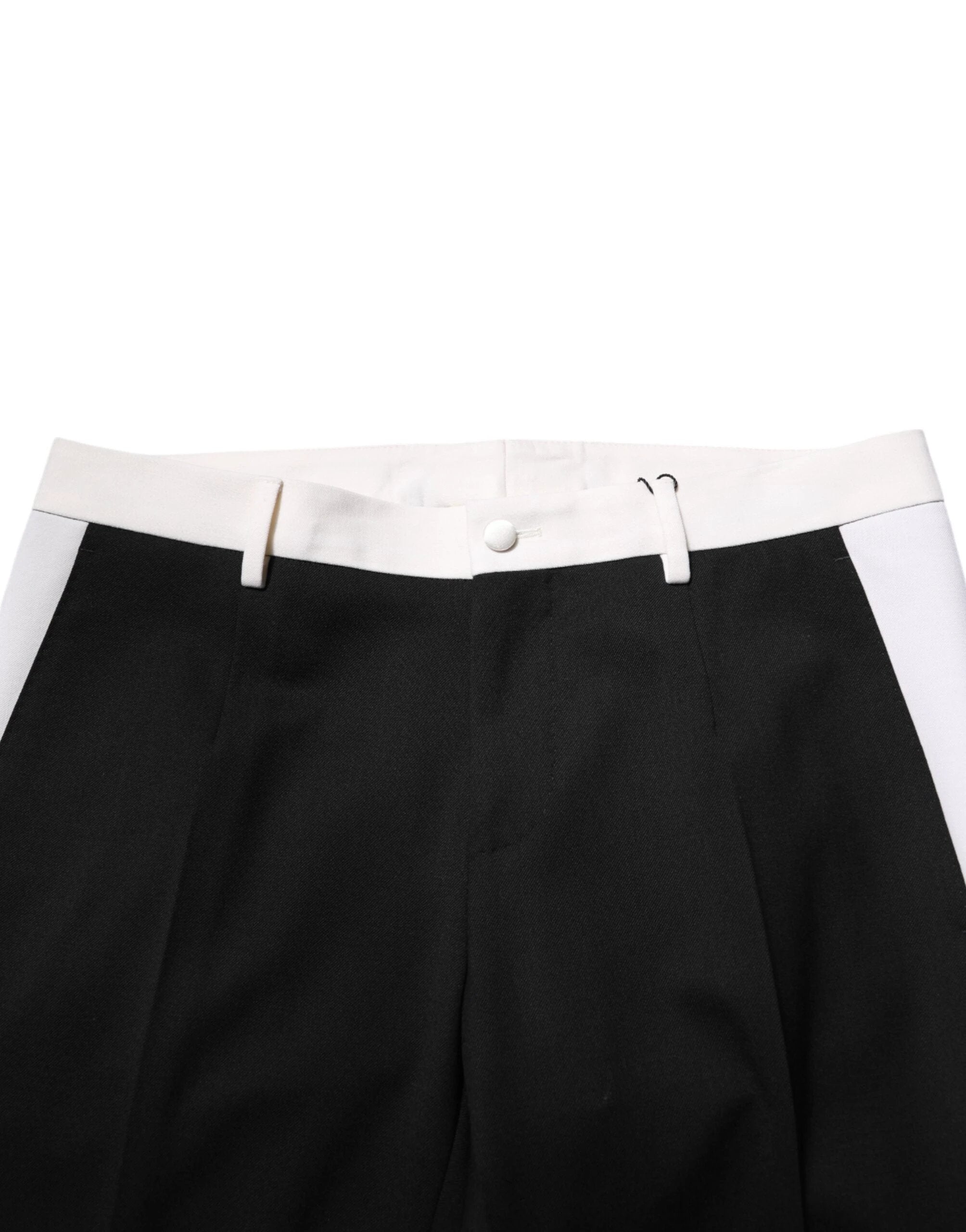 Dolce & Gabbana Black White Stripe Wool Men Trouser Pants by Dolce & Gabbana