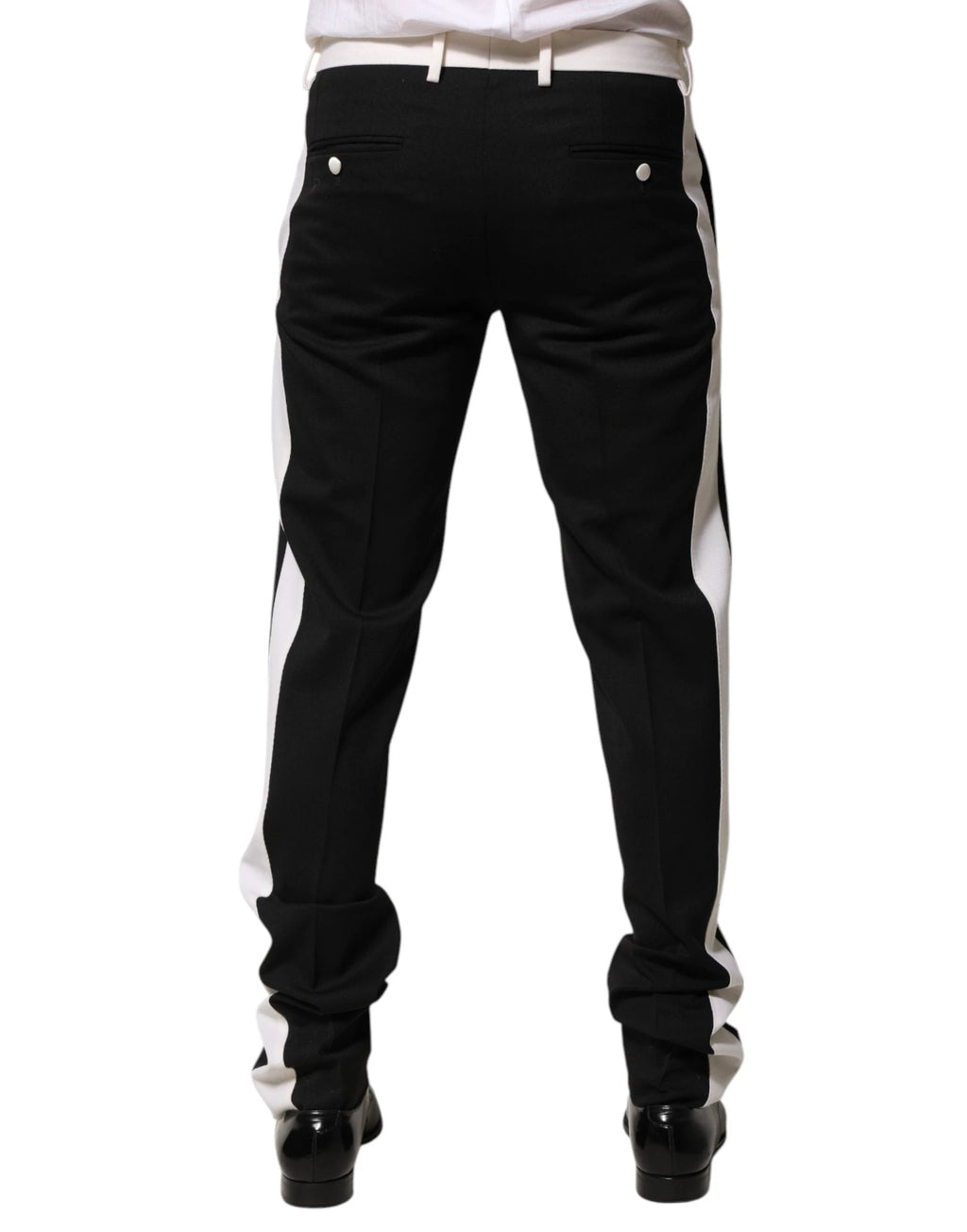 Dolce & Gabbana Black White Stripe Wool Men Trouser Pants by Dolce & Gabbana