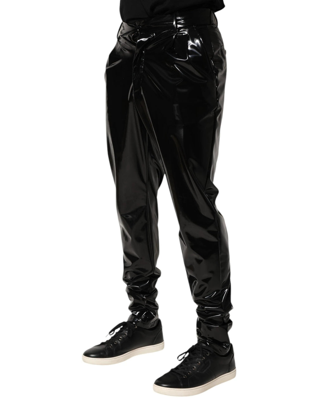 Dolce & Gabbana Black Polyester Mid Waist Men Trouser Pants by Dolce & Gabbana