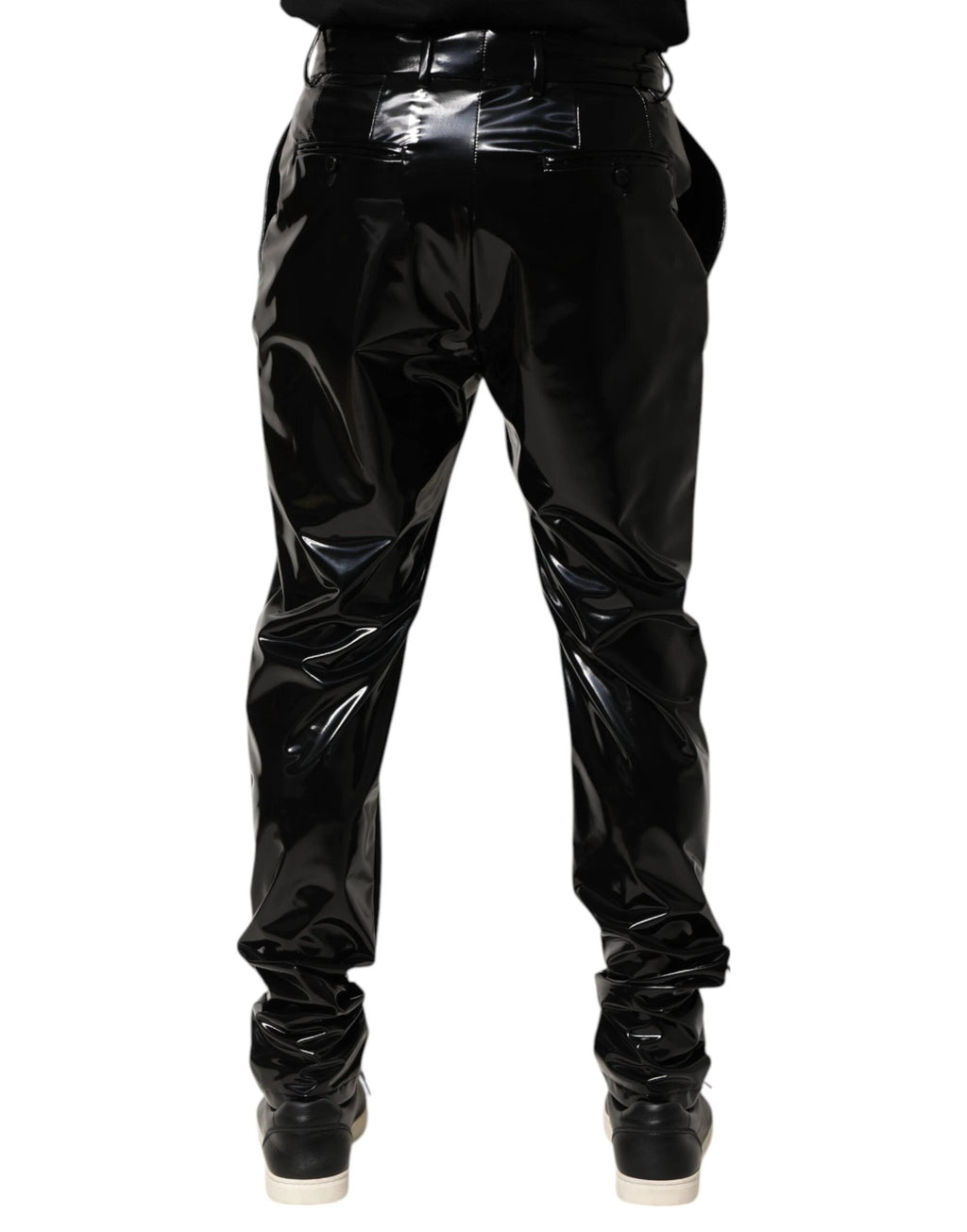 Dolce & Gabbana Black Polyester Mid Waist Men Trouser Pants by Dolce & Gabbana