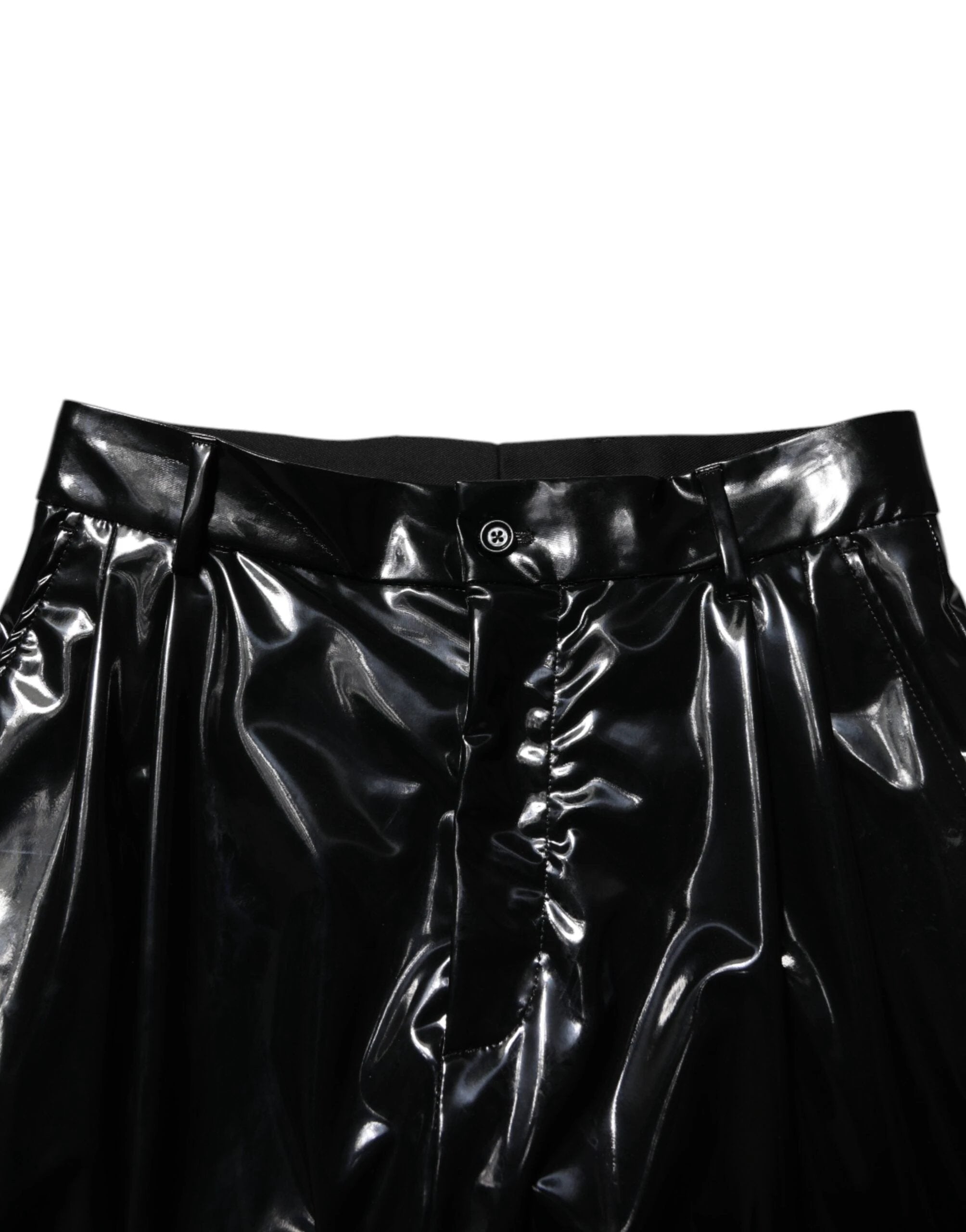 Dolce & Gabbana Black Polyester Mid Waist Men Trouser Pants by Dolce & Gabbana
