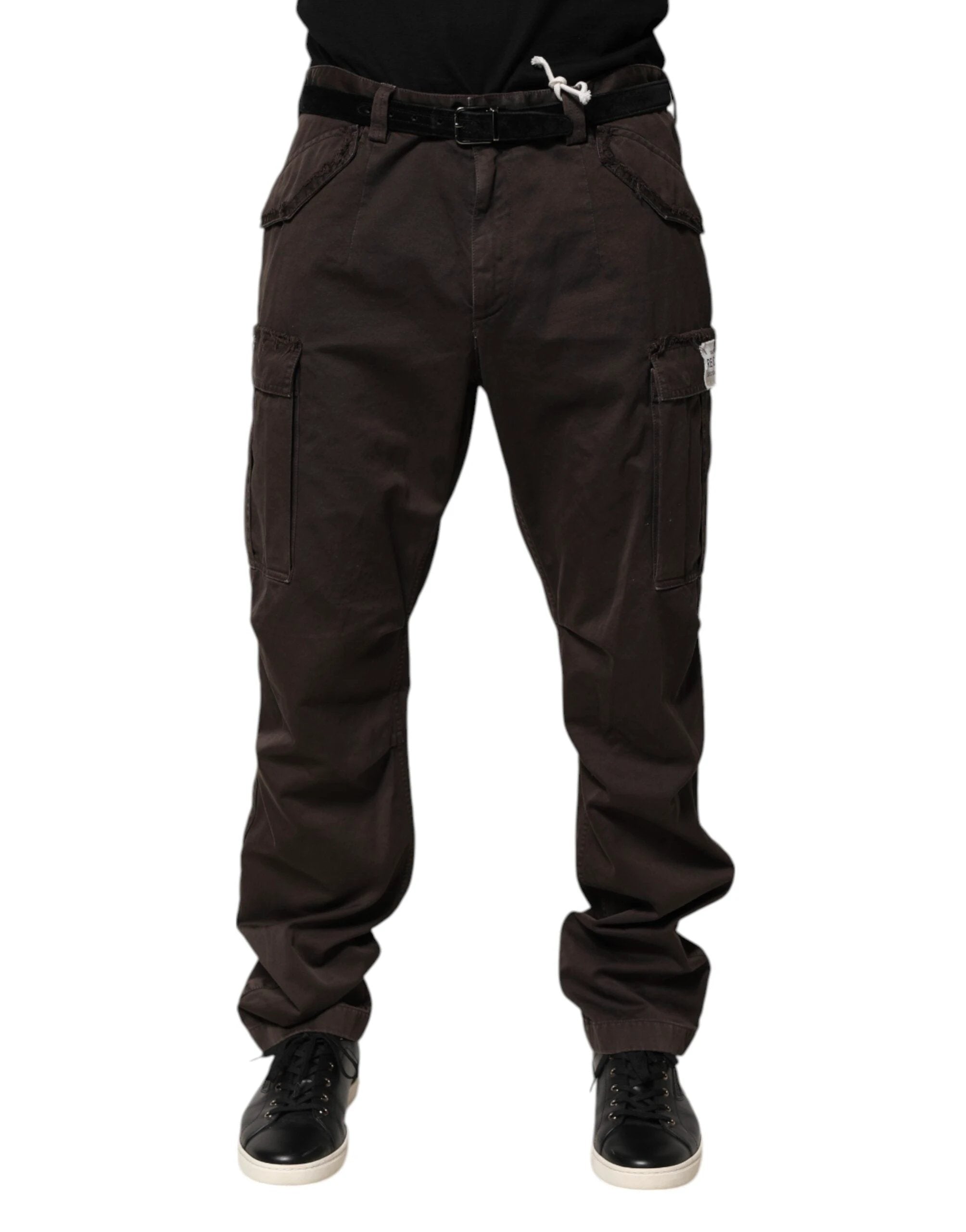 Dolce & Gabbana Brown Cotton Stretch Cargo Men Trouser Pants by Dolce & Gabbana