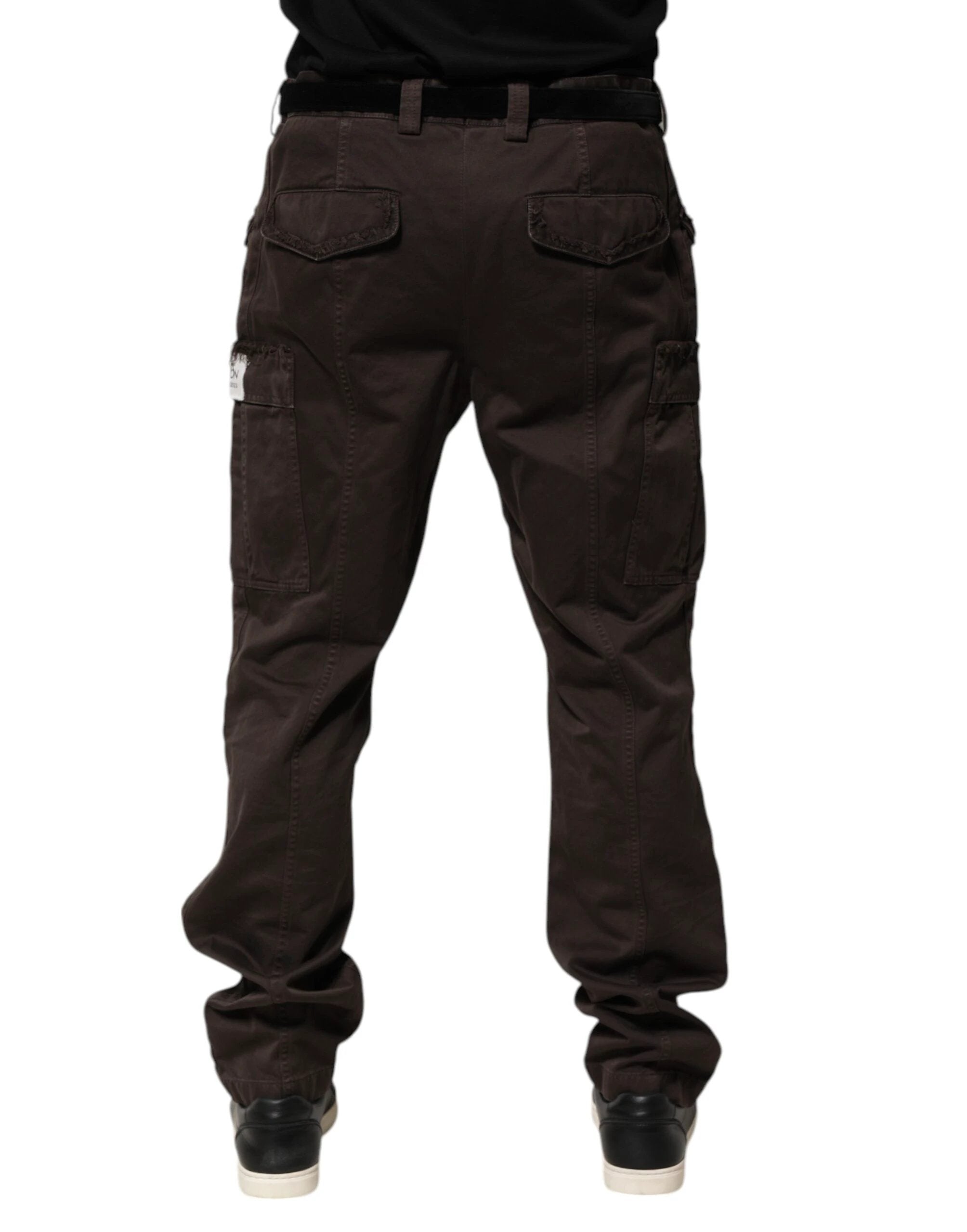 Dolce & Gabbana Brown Cotton Stretch Cargo Men Trouser Pants by Dolce & Gabbana