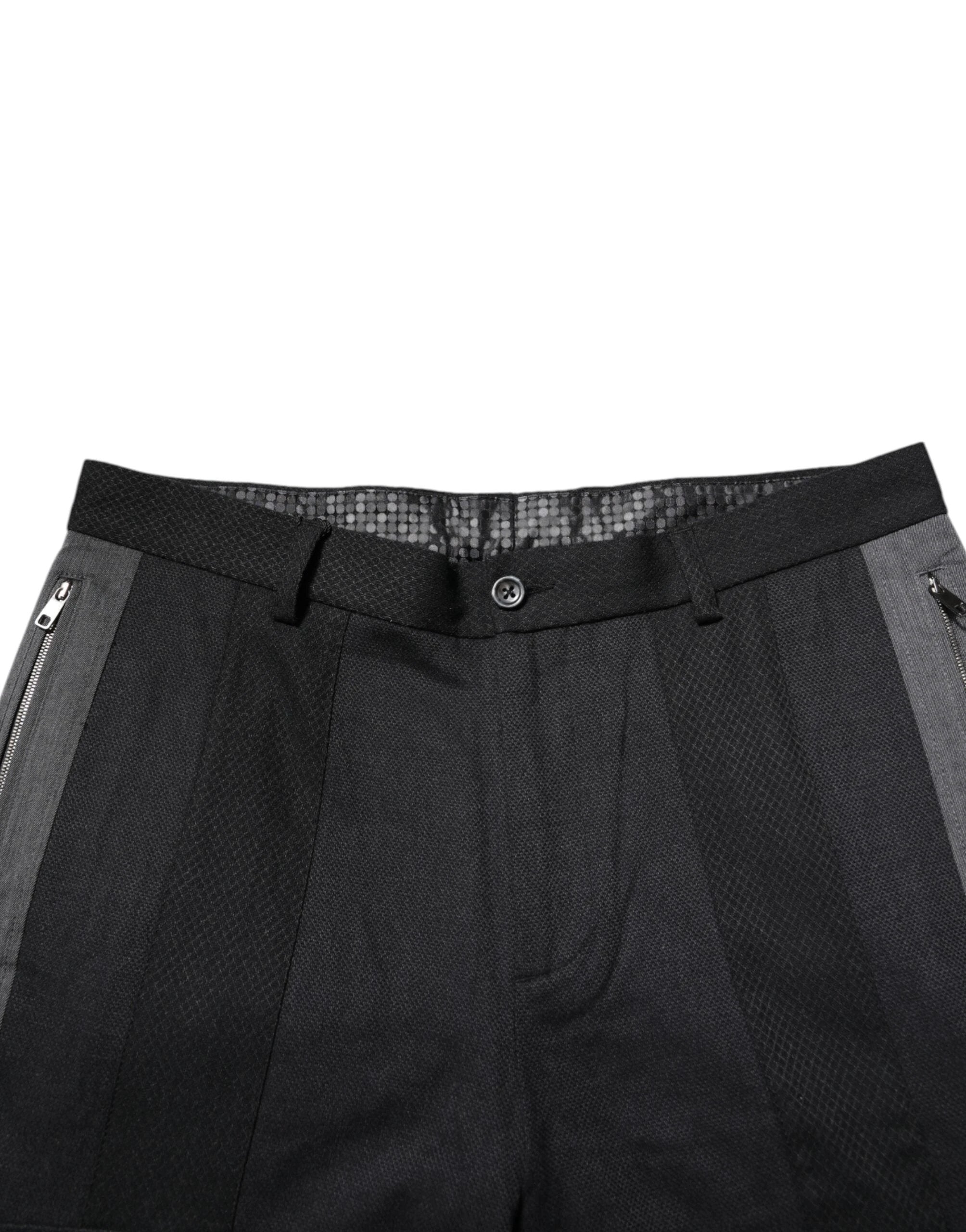 Dolce & Gabbana Black Gray Cotton Dress Formal Trouser Pants by Dolce & Gabbana