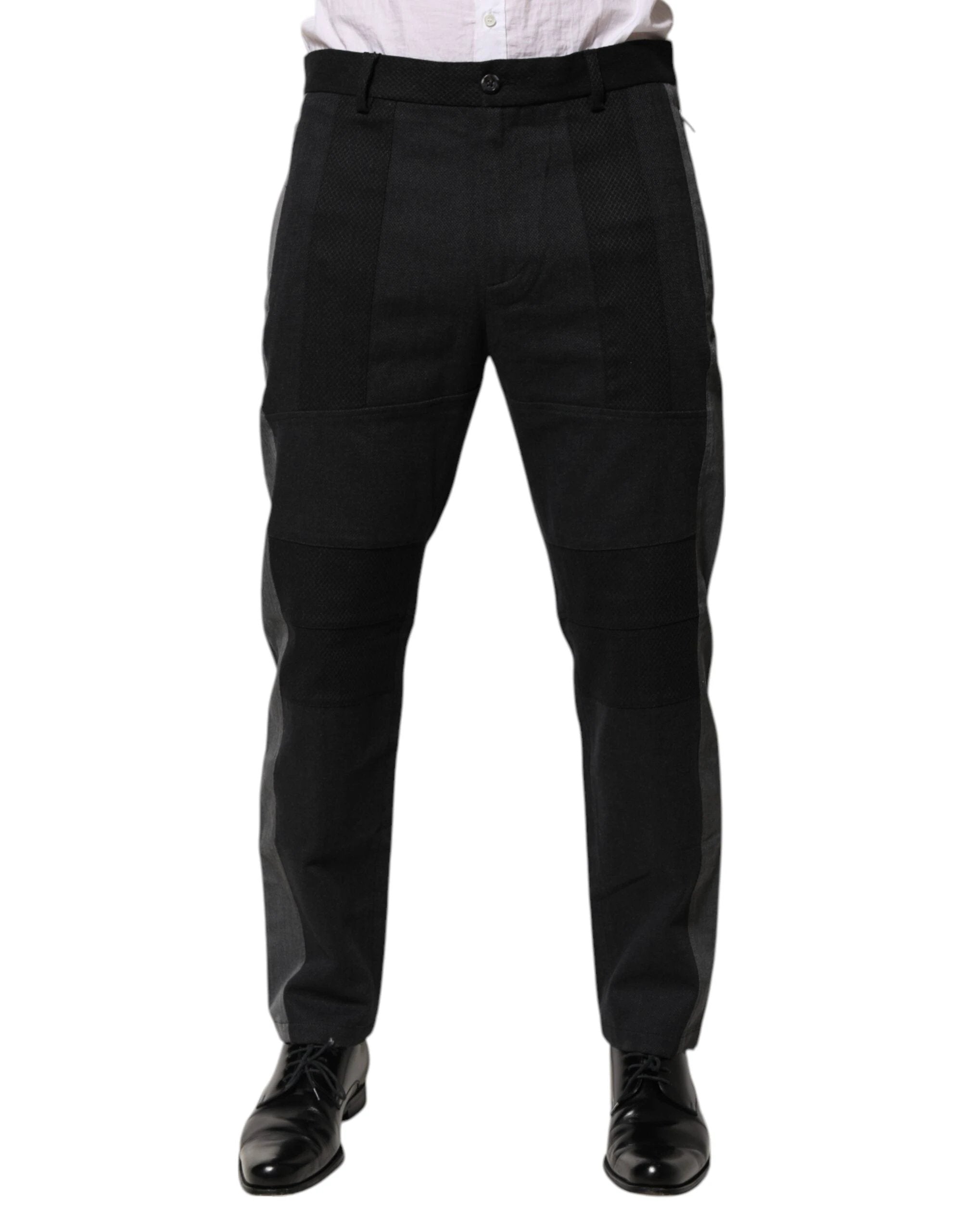 Dolce & Gabbana Black Gray Cotton Dress Formal Trouser Pants by Dolce & Gabbana