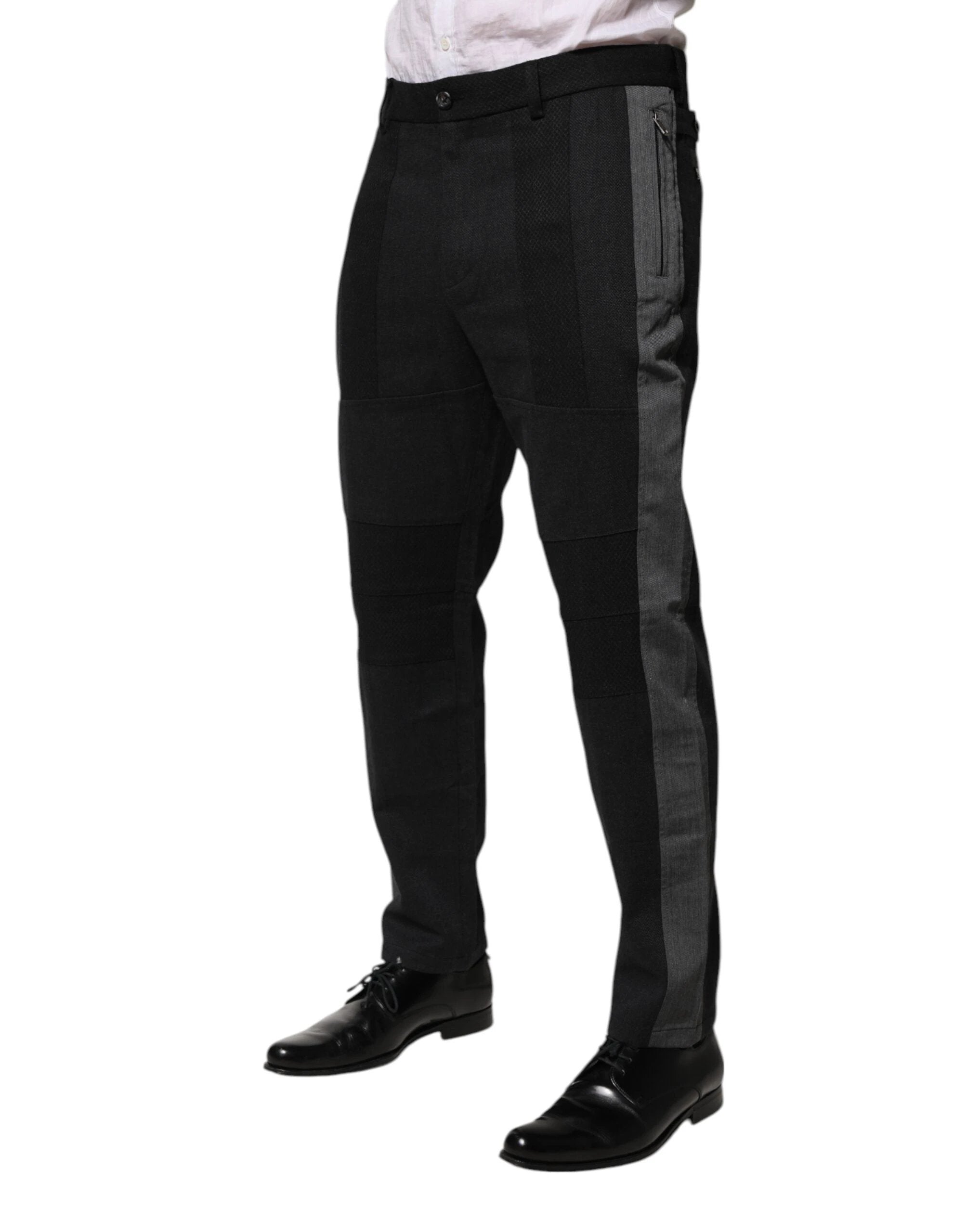 Dolce & Gabbana Black Gray Cotton Dress Formal Trouser Pants by Dolce & Gabbana