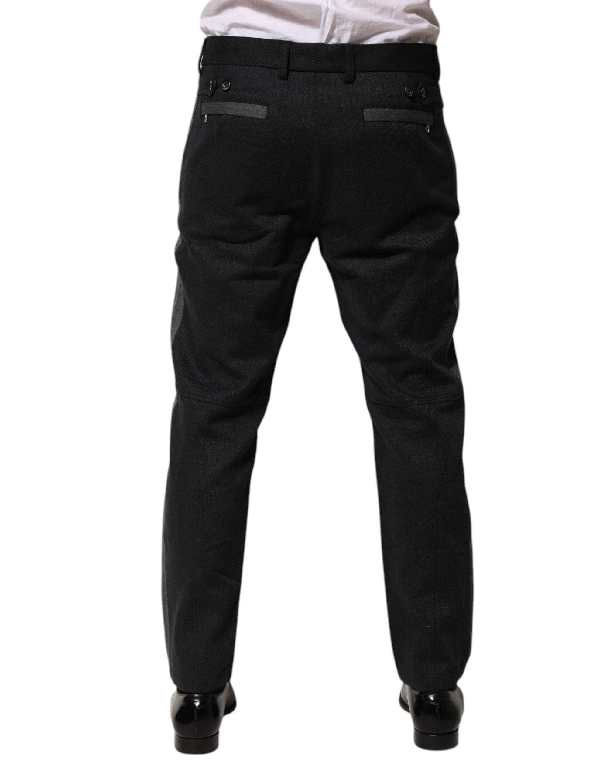 Dolce & Gabbana Black Gray Cotton Dress Formal Trouser Pants by Dolce & Gabbana
