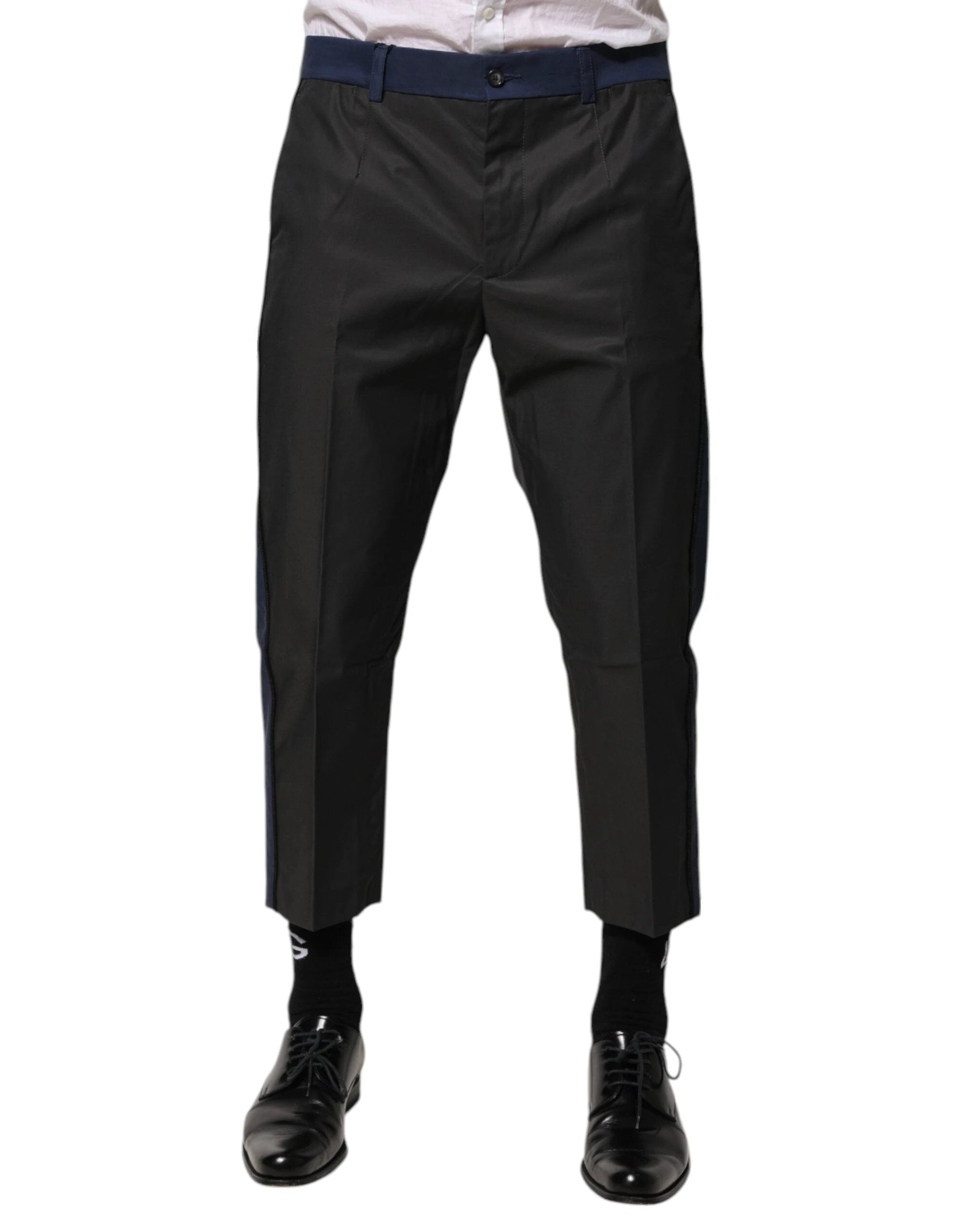 Dolce & Gabbana Gray Blue Cotton 3/4 Chinos Crop Trouser Pants by Dolce & Gabbana