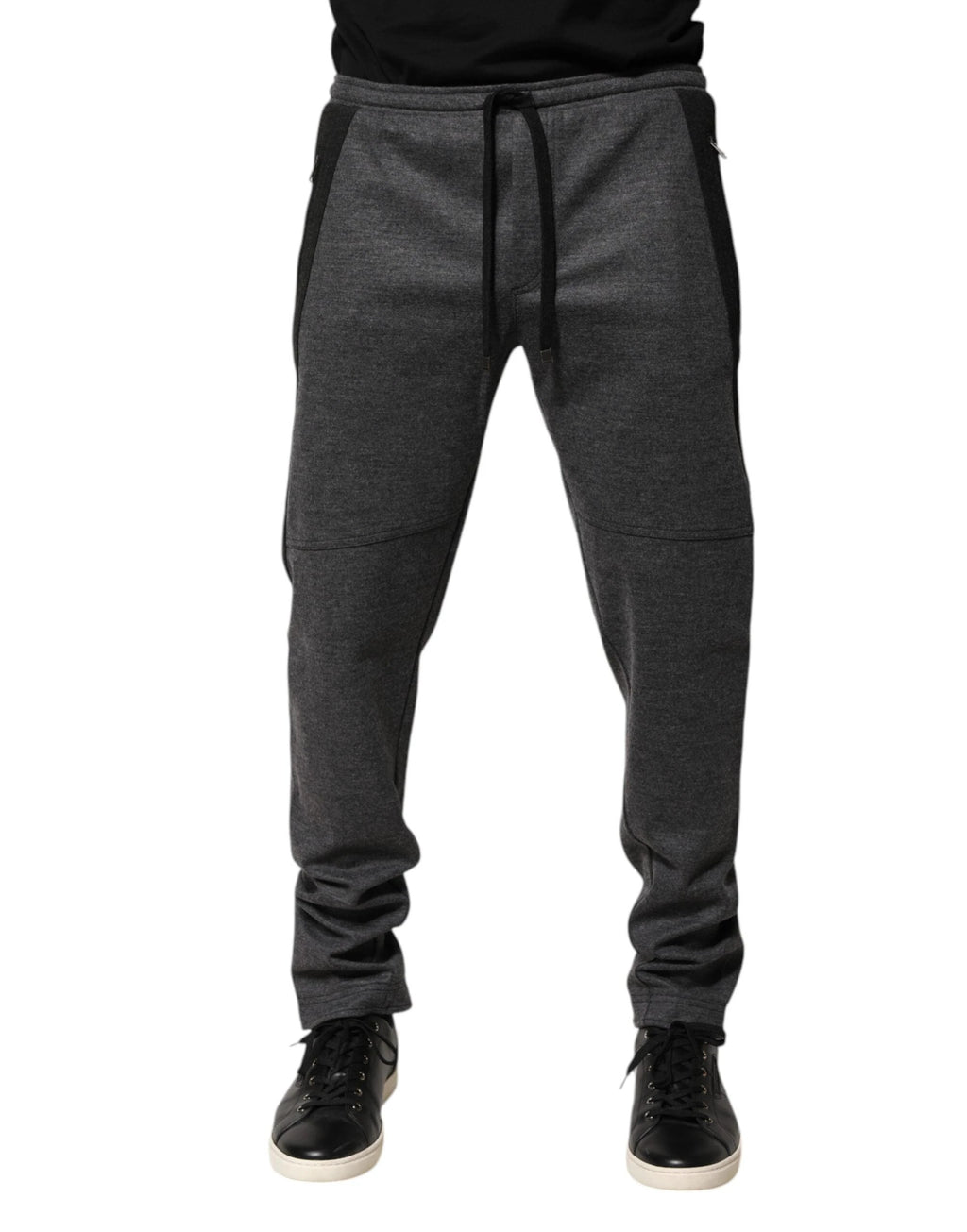Dolce & Gabbana Gray Black Wool Blend Jogger Sweatpants Pants by Dolce & Gabbana