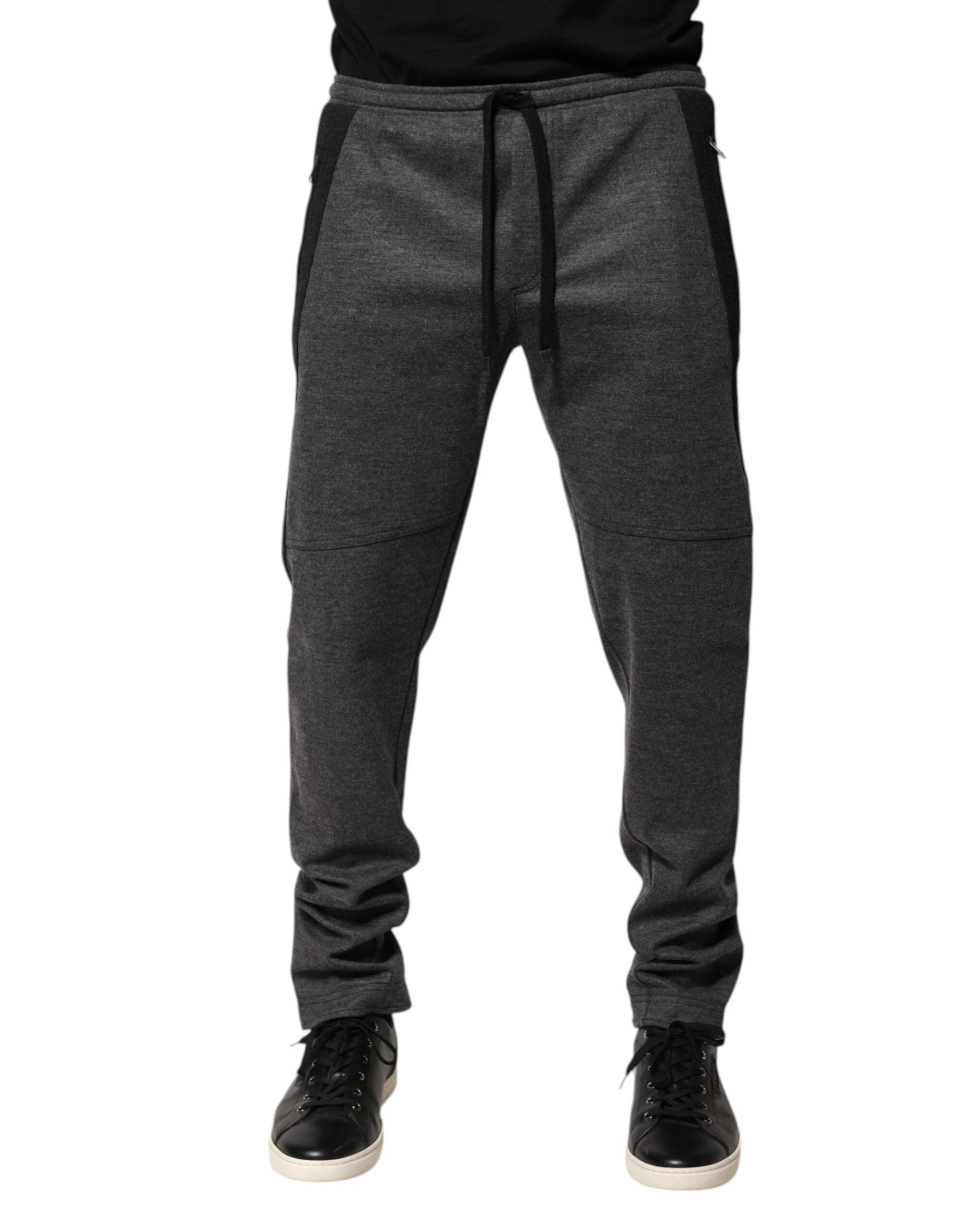 Dolce & Gabbana Gray Black Wool Blend Jogger Sweatpants Pants by Dolce & Gabbana