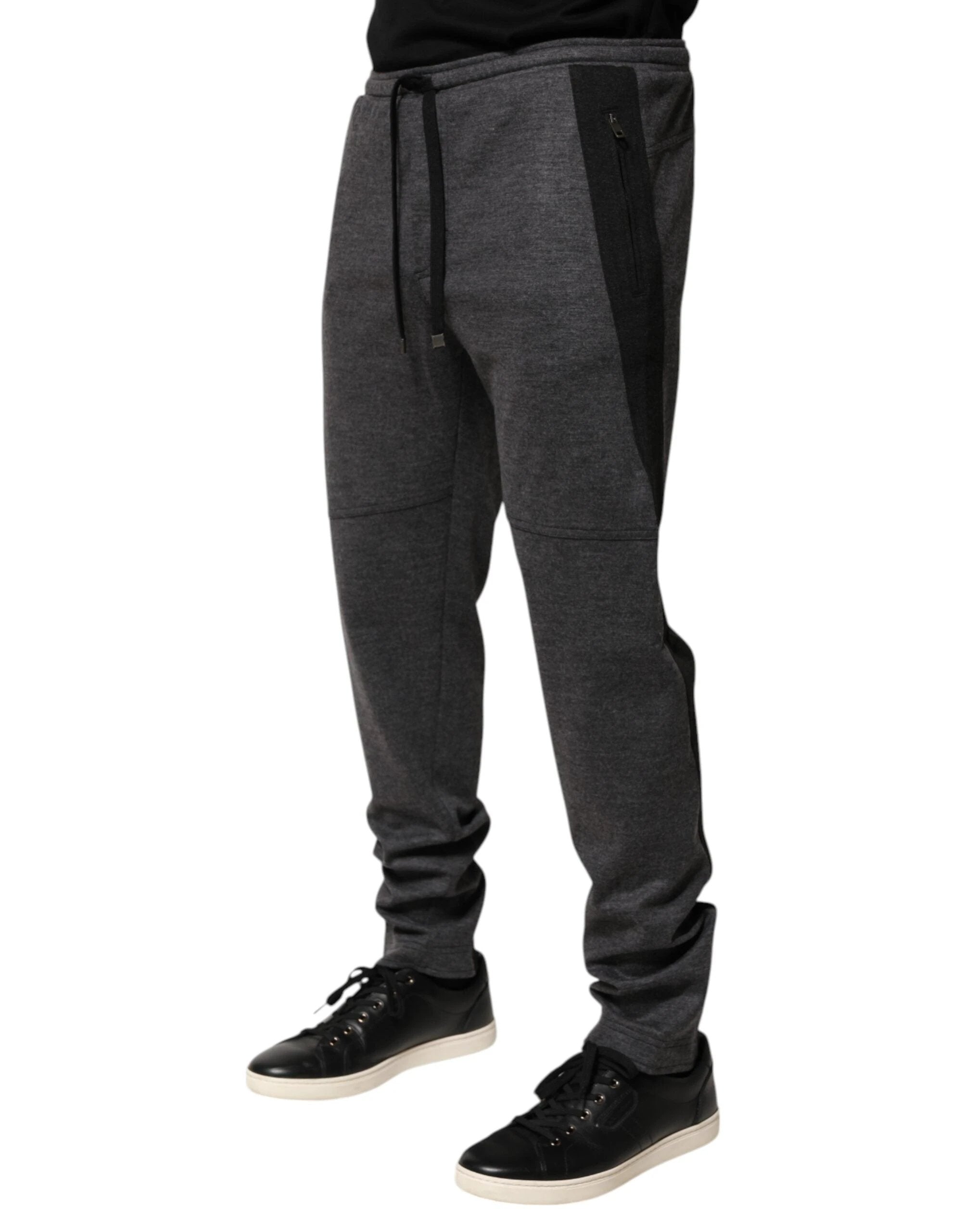Dolce & Gabbana Gray Black Wool Blend Jogger Sweatpants Pants by Dolce & Gabbana
