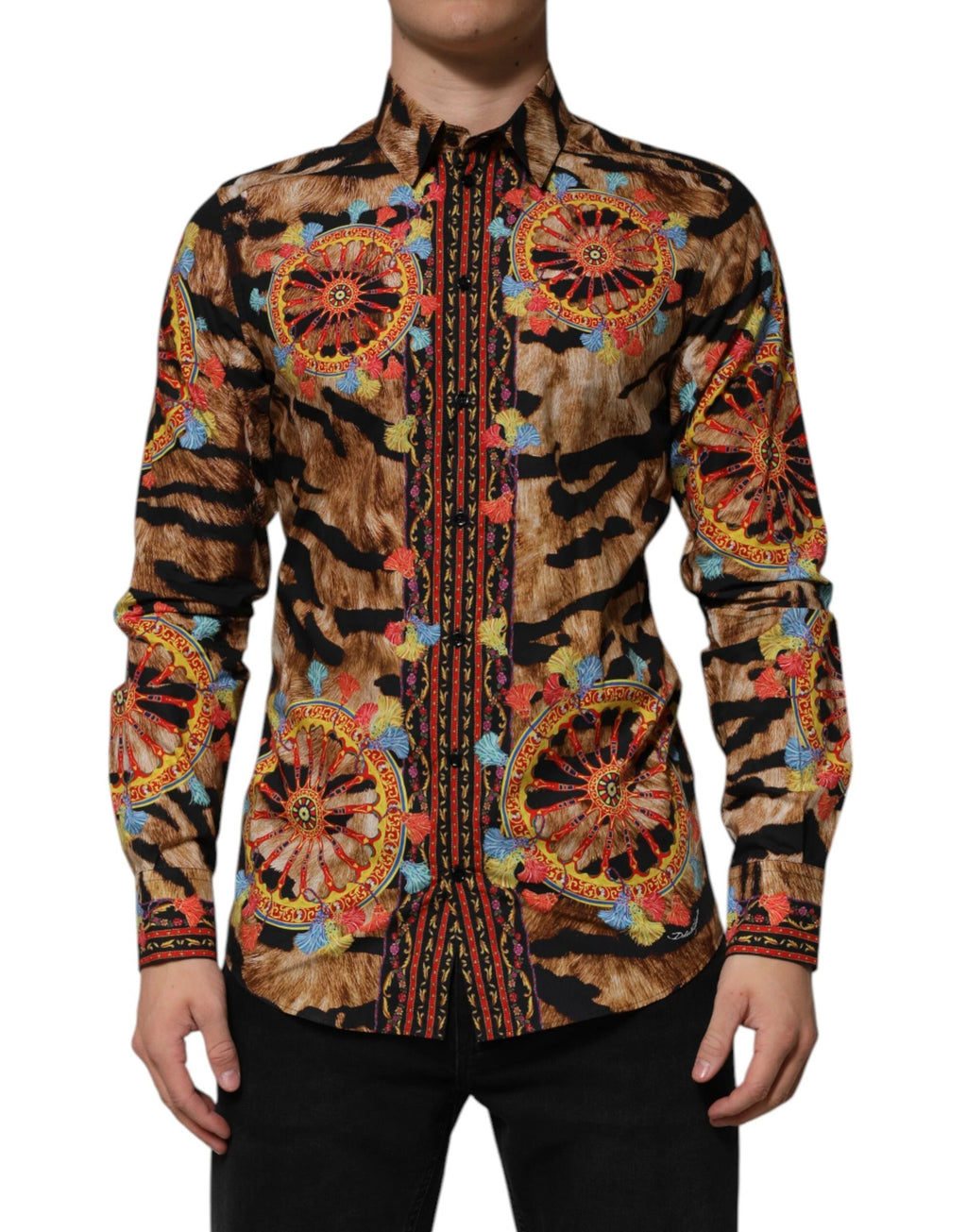 Dolce & Gabbana GOLD Cotton Tiger Carretto Long Sleeve Shirt by Dolce & Gabbana