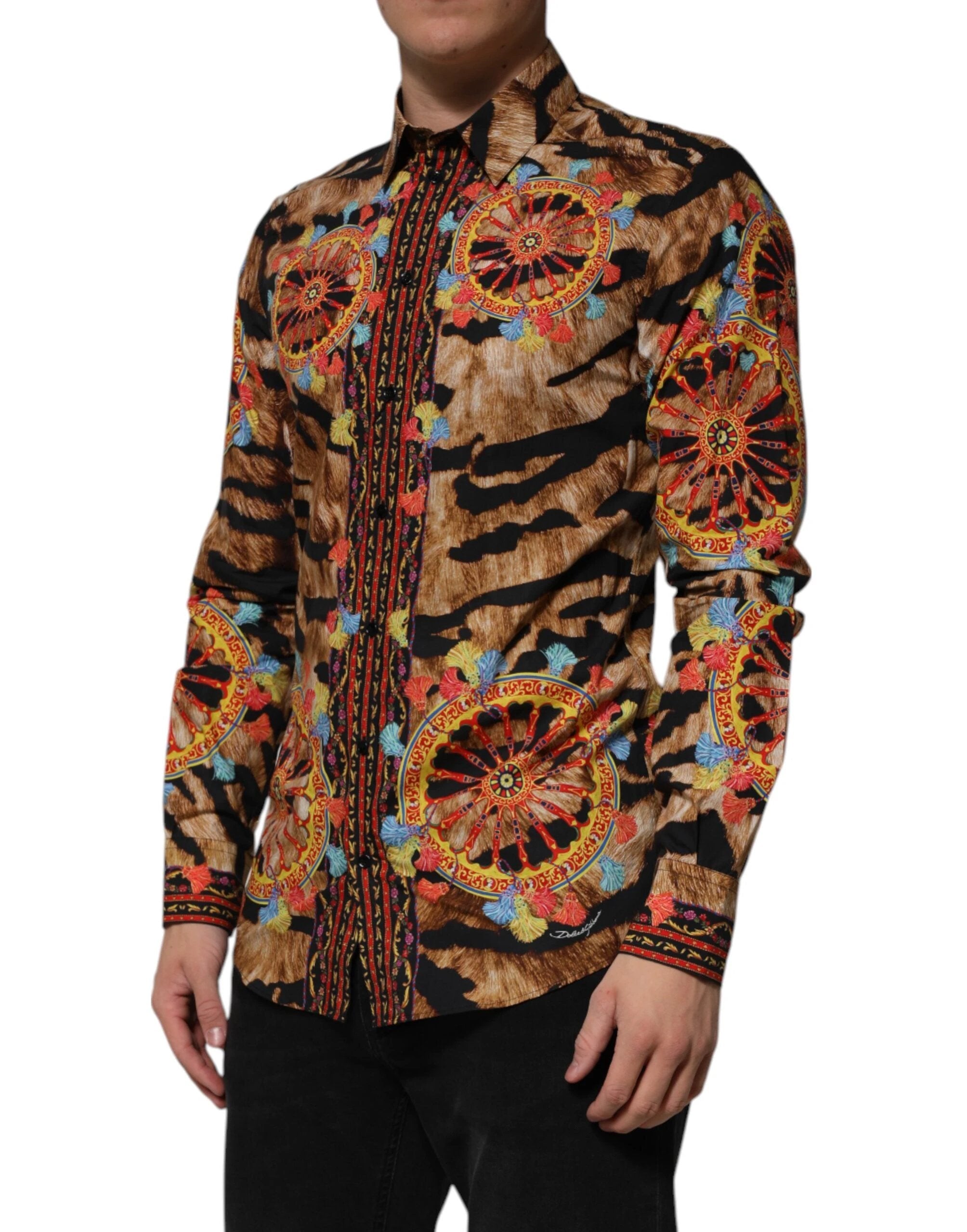 Dolce & Gabbana GOLD Cotton Tiger Carretto Long Sleeve Shirt by Dolce & Gabbana
