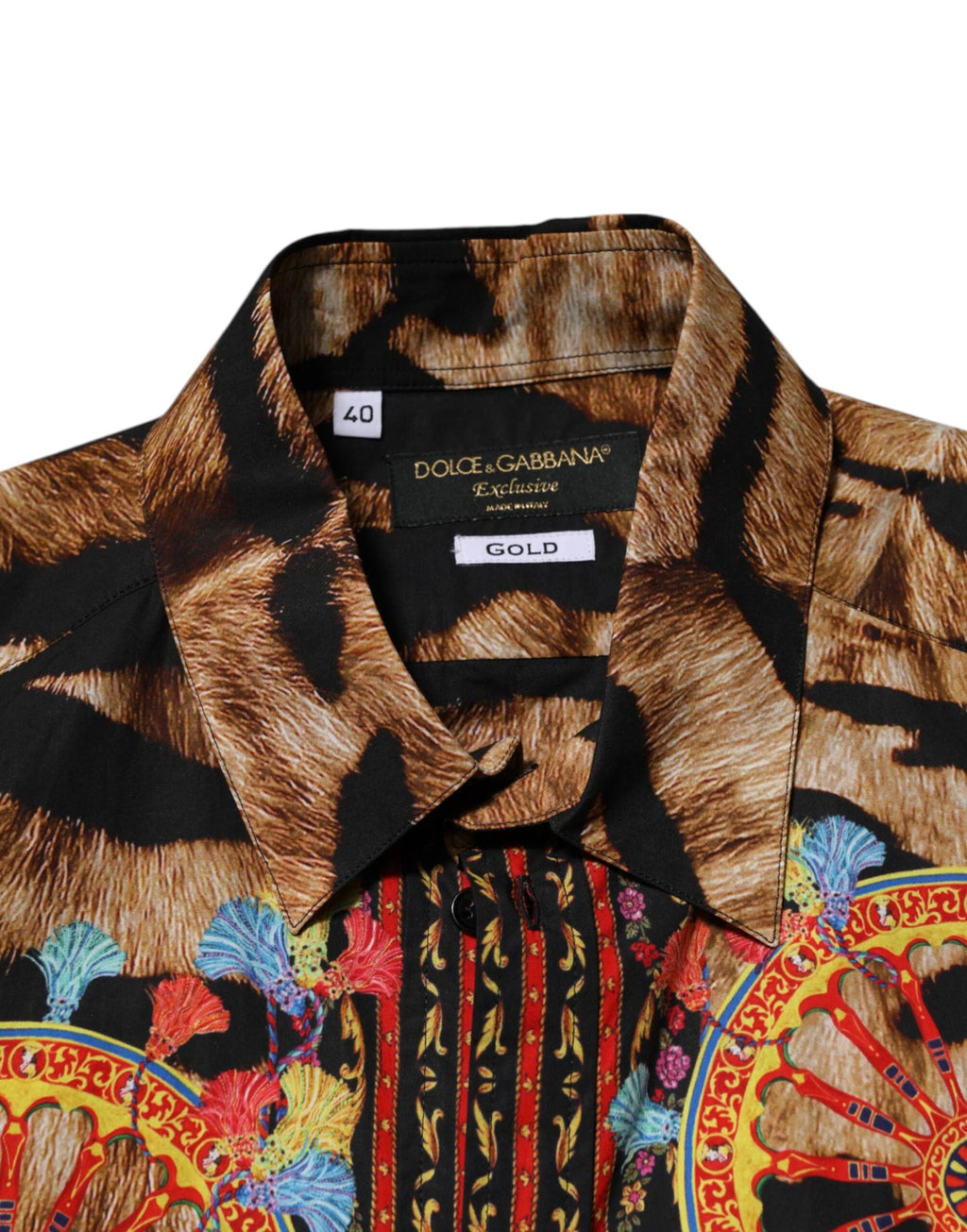 Dolce & Gabbana GOLD Cotton Tiger Carretto Long Sleeve Shirt by Dolce & Gabbana