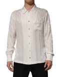 Dolce & Gabbana White Silk DG Logo Print Long Sleeves Shirt by Dolce & Gabbana