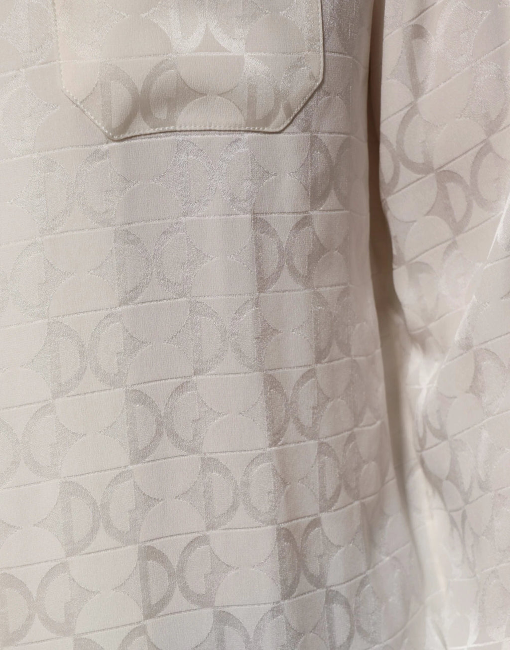 Dolce & Gabbana White Silk DG Logo Print Long Sleeves Shirt by Dolce & Gabbana