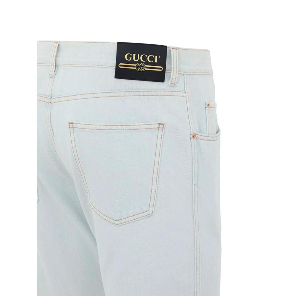 Gucci Blue Cotton Relaxed Fit Jeans by Gucci