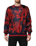 Dolce & Gabbana Navy Red Silk Coral Print Pullover Sweater by Dolce & Gabbana