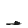 Saint Laurent Black Calf Leather Bos Taurus Flat Sandals by Saint Laurent