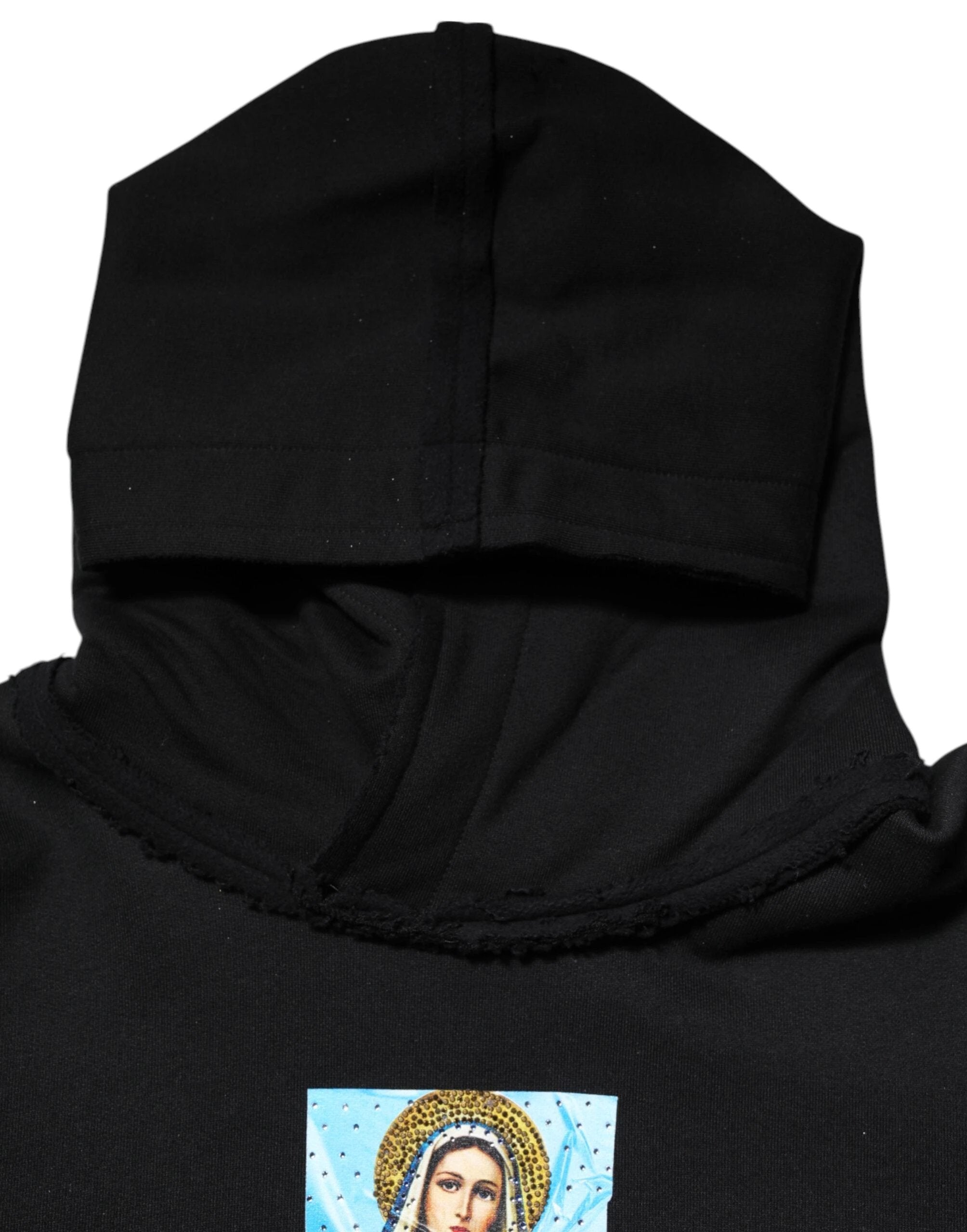Dolce & Gabbana Black Printed Hoodie Crystal Embellished Jacket by Dolce & Gabbana