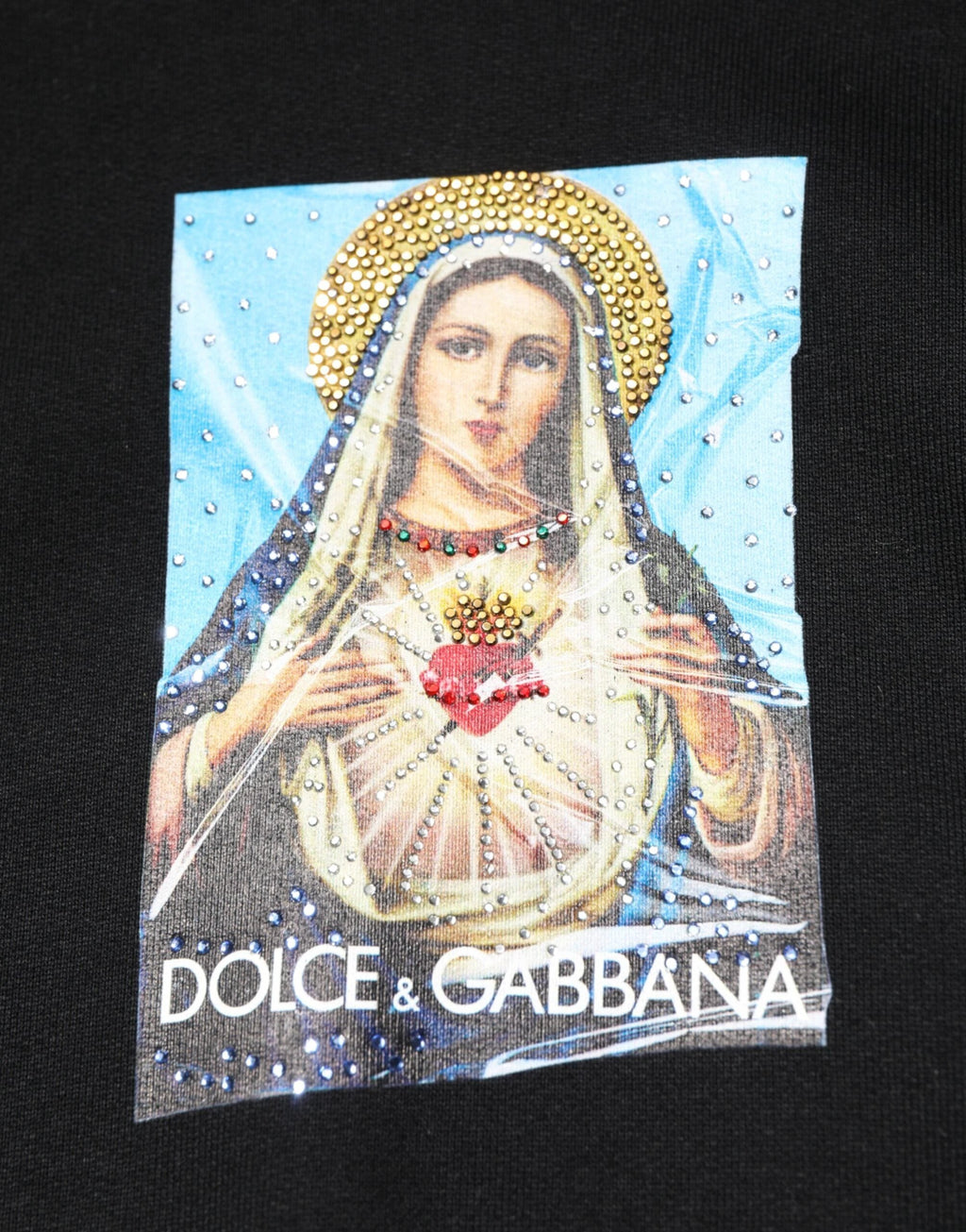 Dolce & Gabbana Black Printed Hoodie Crystal Embellished Jacket by Dolce & Gabbana