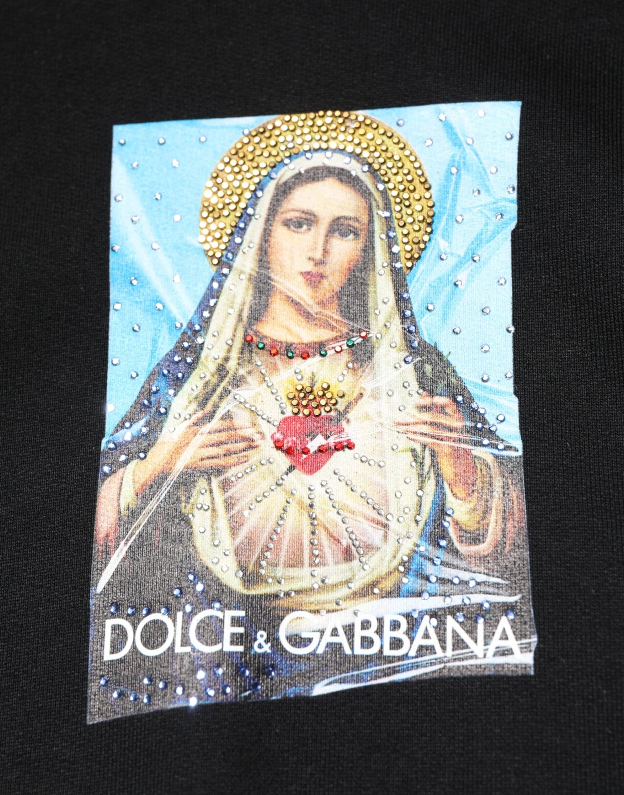 Dolce & Gabbana Black Printed Hoodie Crystal Embellished Jacket by Dolce & Gabbana