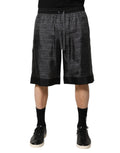 Dolce & Gabbana Gray Black Silk DG Logo Men Bermuda Shorts by Dolce & Gabbana