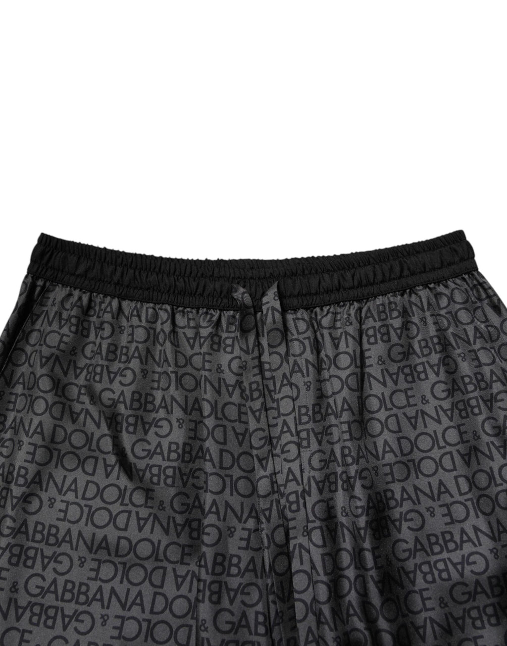 Dolce & Gabbana Gray Black Silk DG Logo Men Bermuda Shorts by Dolce & Gabbana