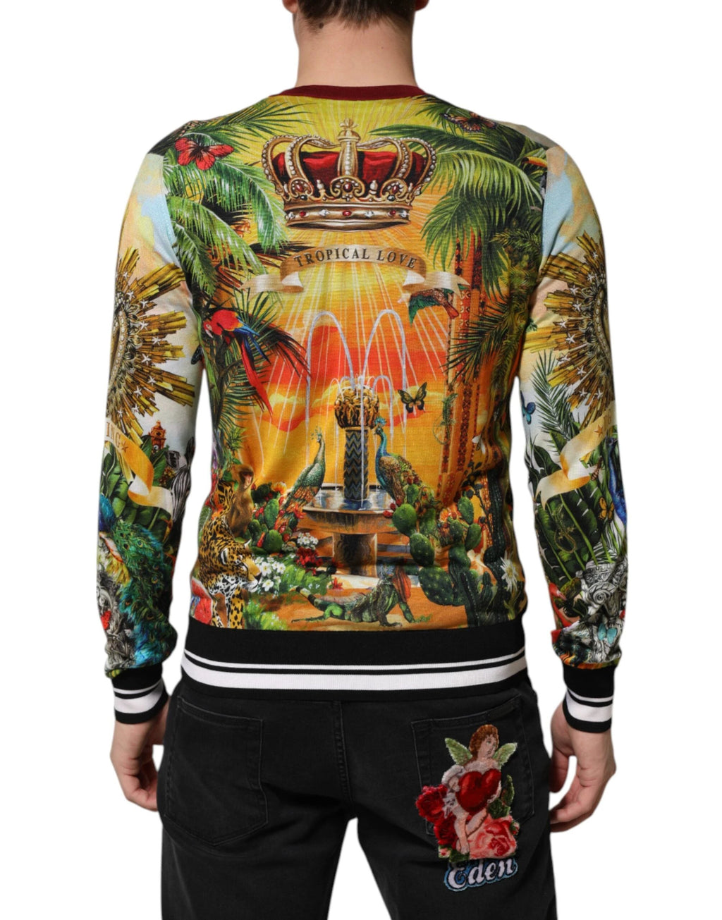 Dolce & Gabbana Tropical Heart Crown Silk Pullover Sweater by Dolce & Gabbana