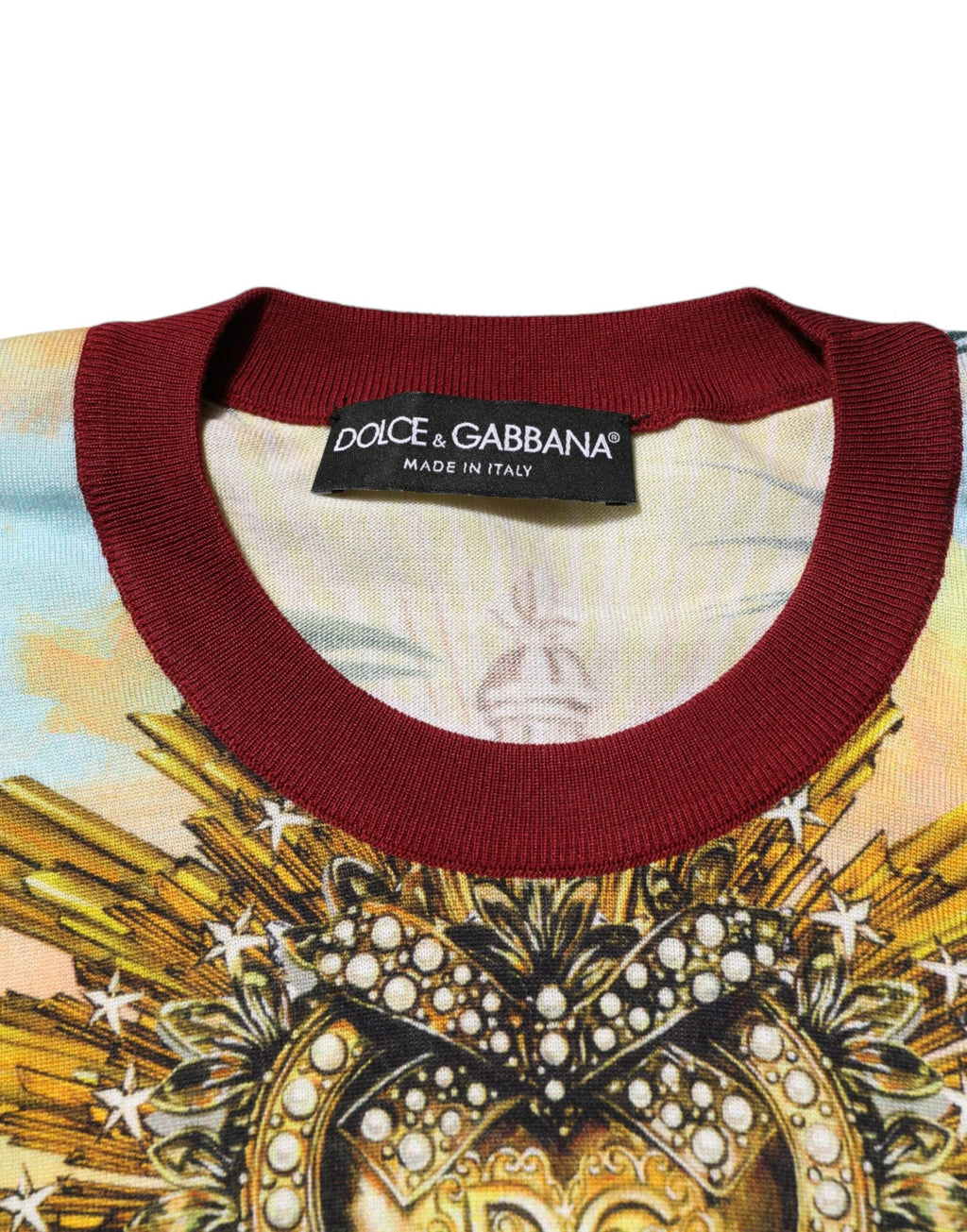 Dolce & Gabbana Tropical Heart Crown Silk Pullover Sweater by Dolce & Gabbana