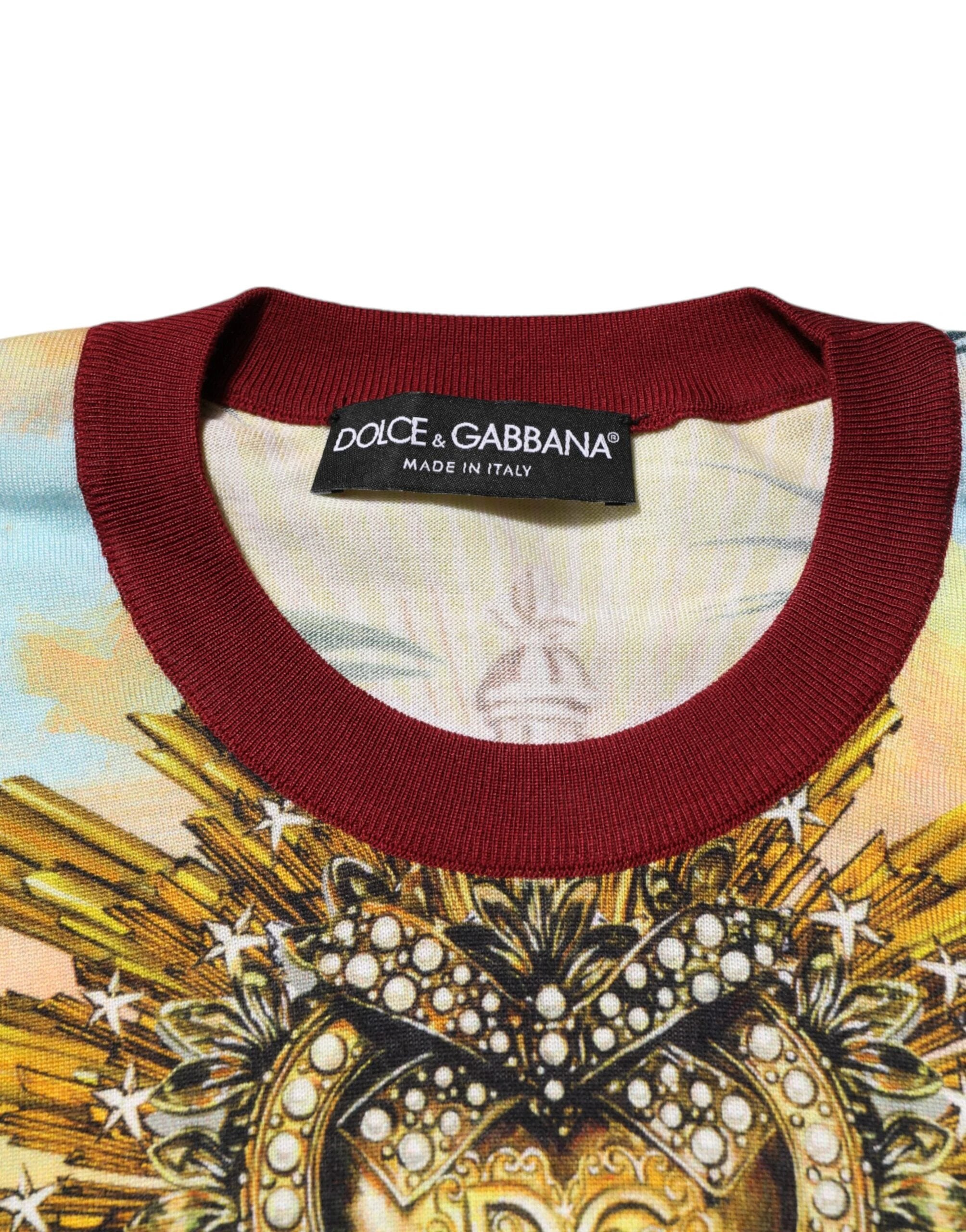Dolce & Gabbana Tropical Heart Crown Silk Pullover Sweater by Dolce & Gabbana