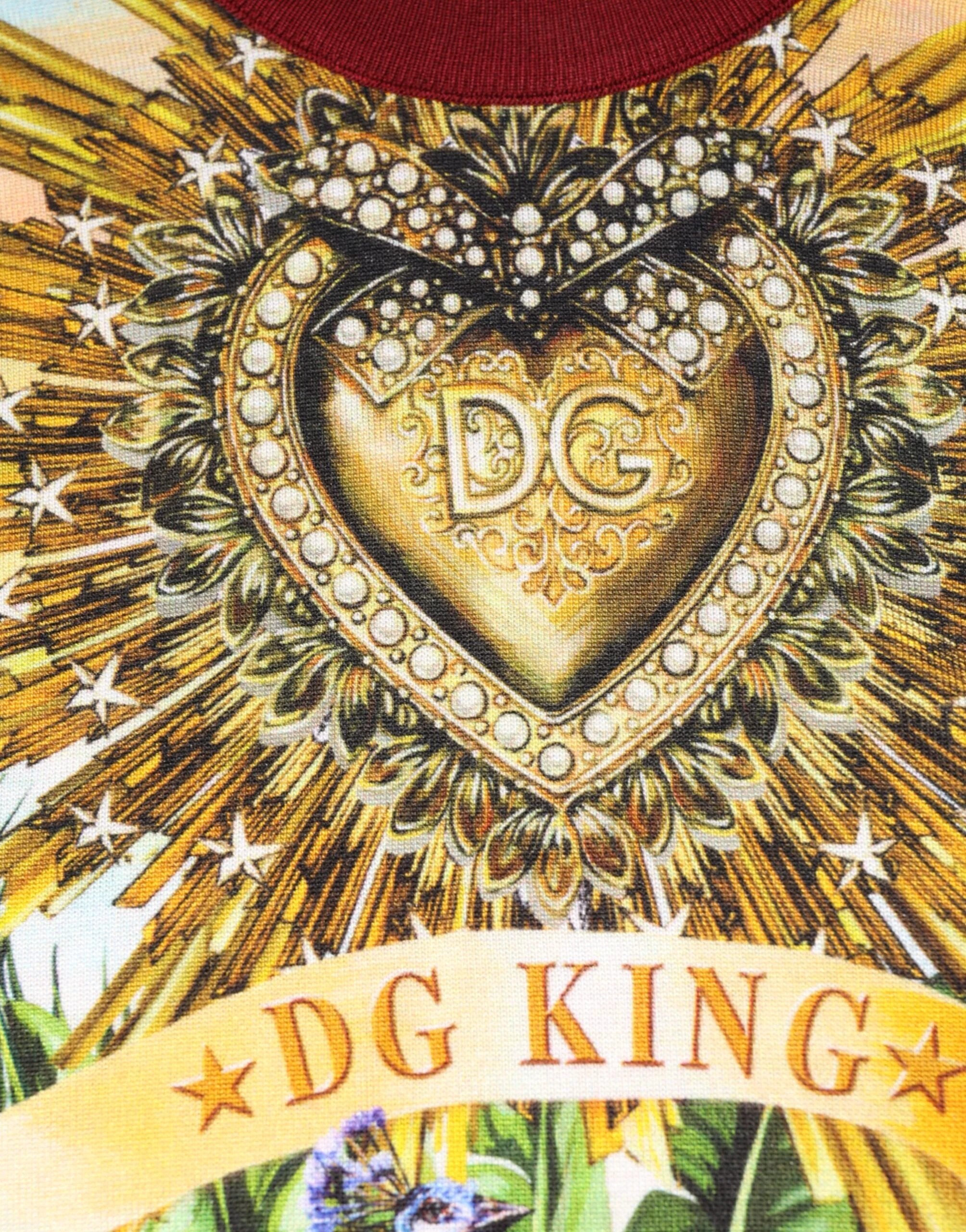Dolce & Gabbana Tropical Heart Crown Silk Pullover Sweater by Dolce & Gabbana