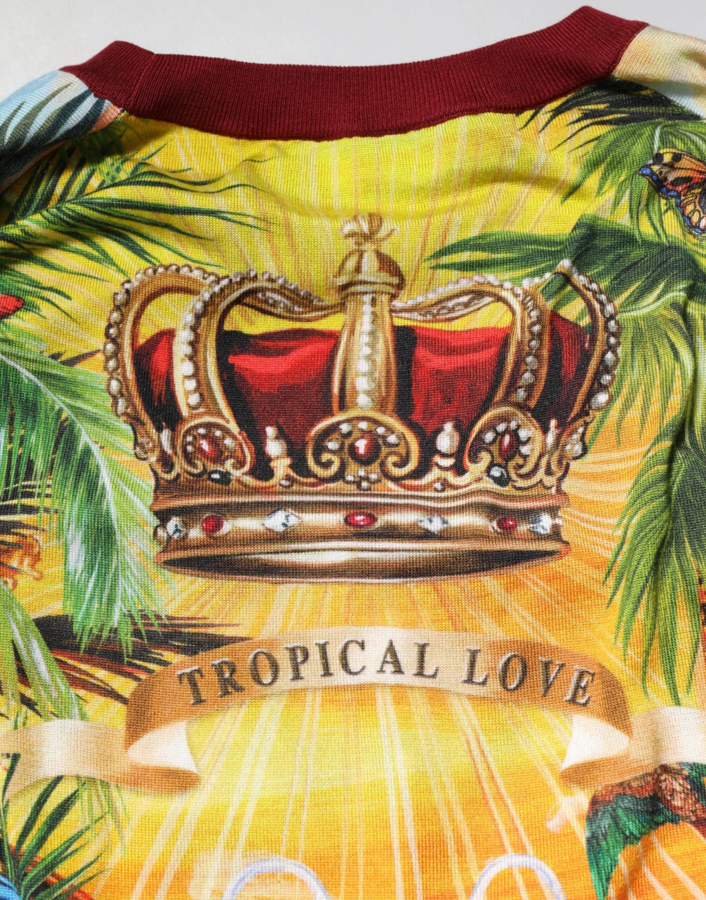 Dolce & Gabbana Tropical Heart Crown Silk Pullover Sweater by Dolce & Gabbana