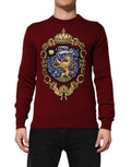 Dolce & Gabbana Burgundy Cashmere Lion Crest Pullover Sweater by Dolce & Gabbana