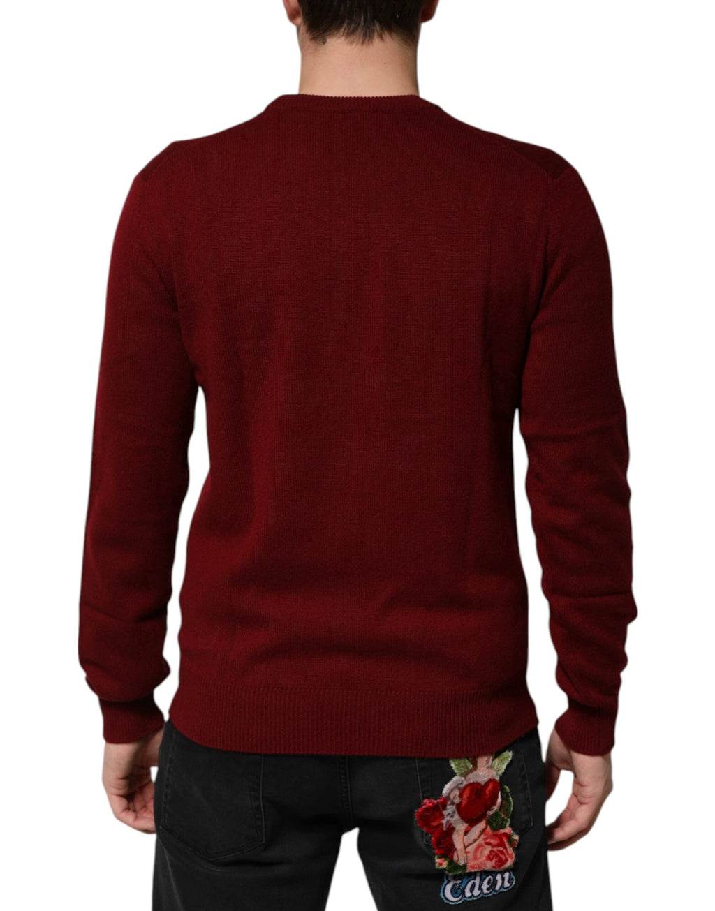 Dolce & Gabbana Burgundy Cashmere Lion Crest Pullover Sweater by Dolce & Gabbana