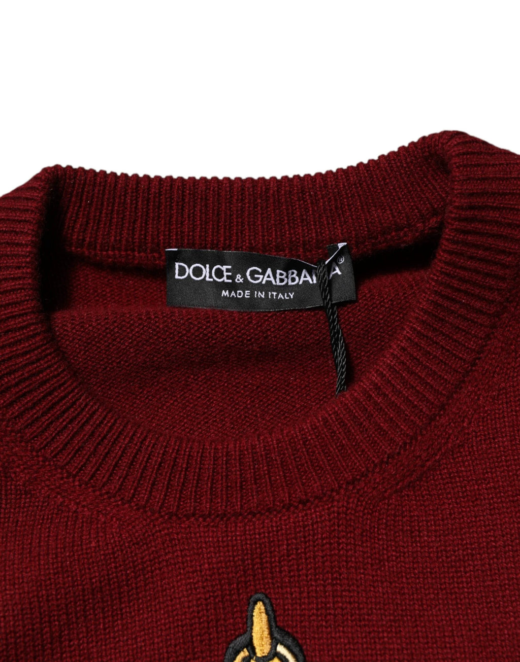 Dolce & Gabbana Burgundy Cashmere Lion Crest Pullover Sweater by Dolce & Gabbana
