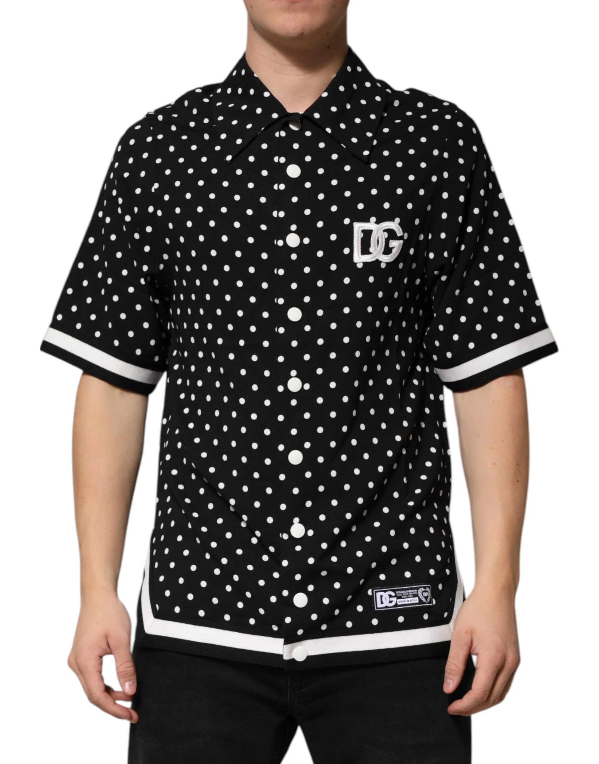 Dolce & Gabbana Black Polka Dot Short Sleeves Collared Polo T-shirt by Dolce & Gabbana