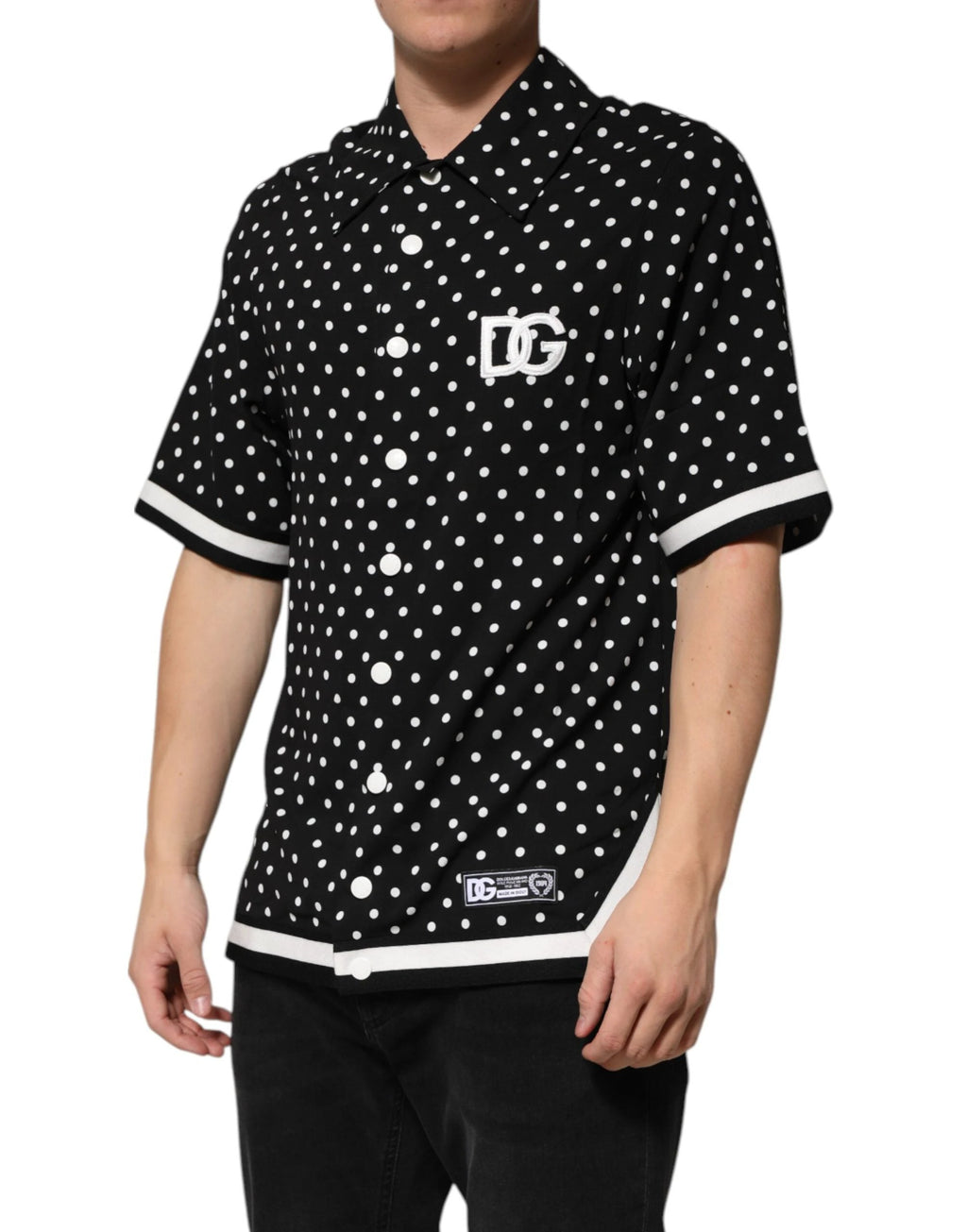 Dolce & Gabbana Black Polka Dot Short Sleeves Collared Polo T-shirt by Dolce & Gabbana
