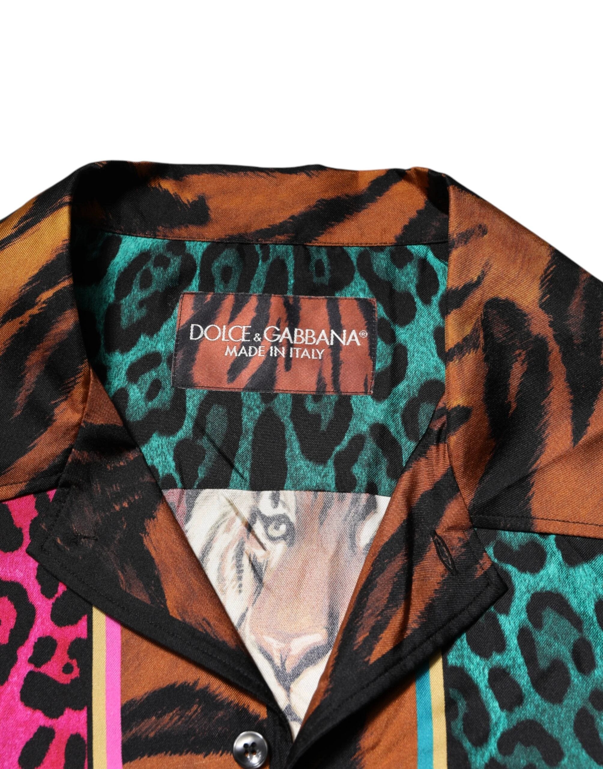 Dolce & Gabbana Multicolor Silk Tiger Print Hawaiian T-shirt by Dolce & Gabbana